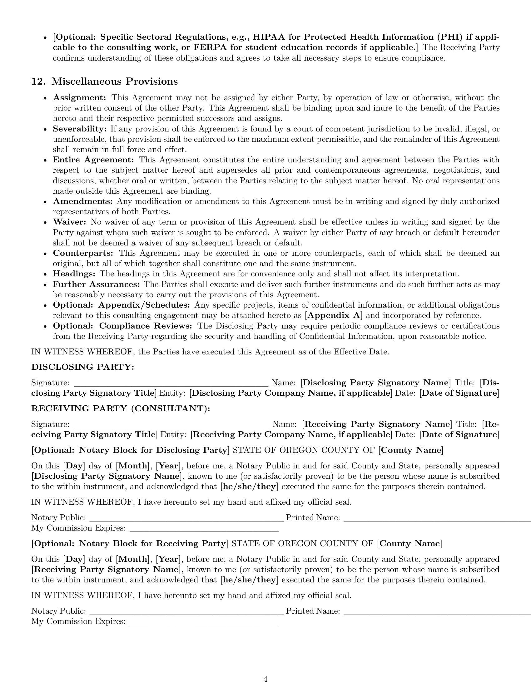 Preview page 4 of Pro Oregon consultant nda template