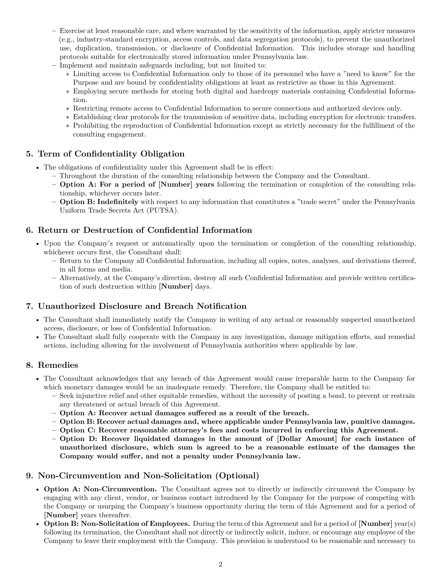 Preview page 2 of Pro Pennsylvania consultant nda template
