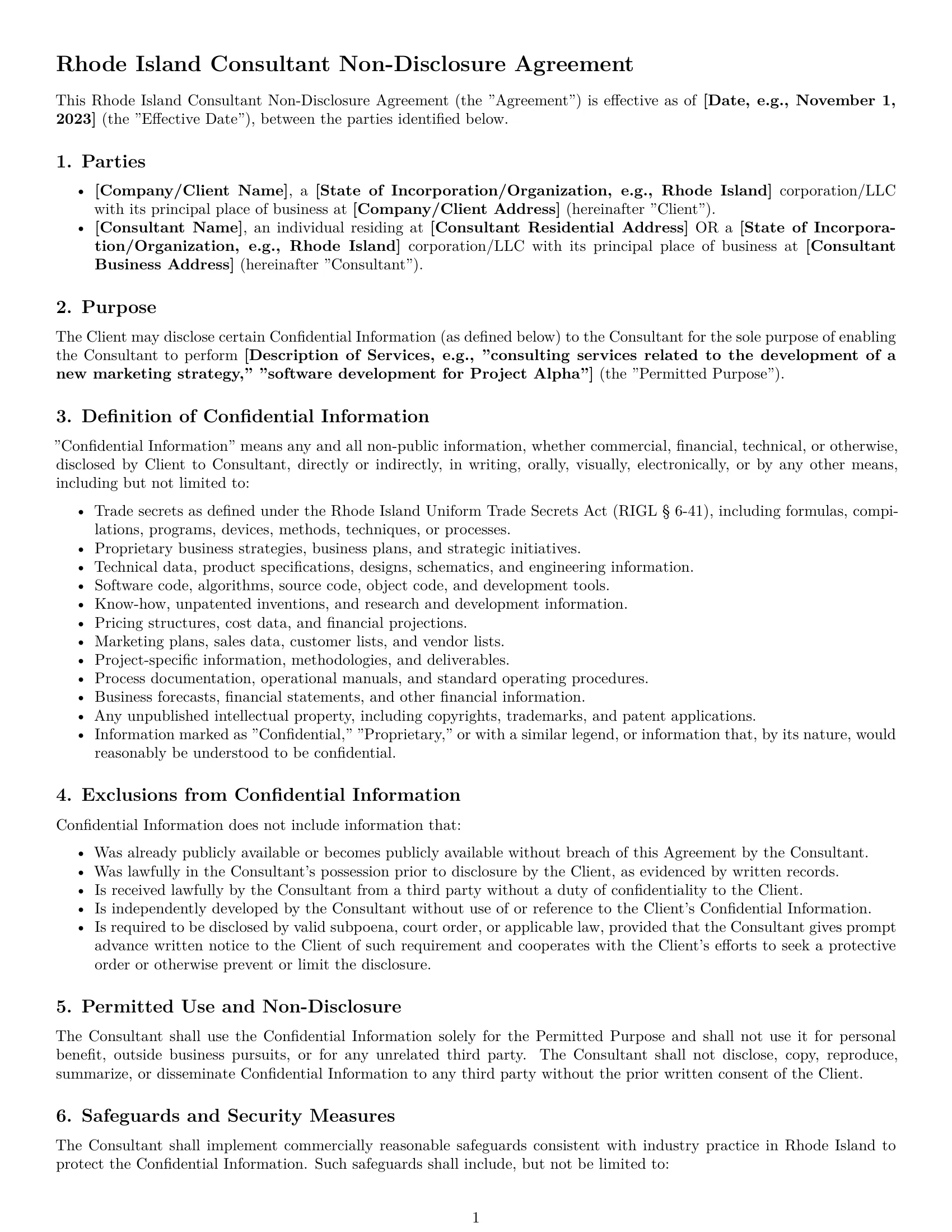 Preview page 1 of Pro Rhode Island consultant nda template
