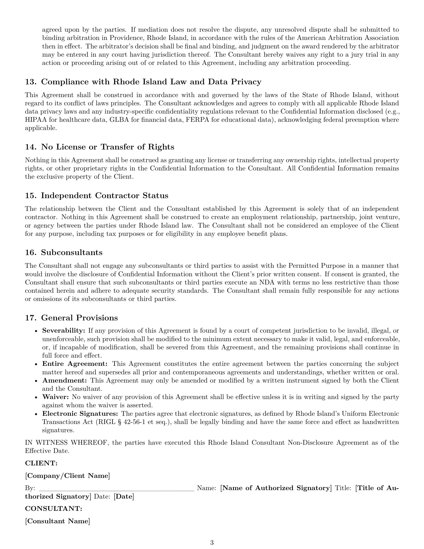 Preview page 3 of Pro Rhode Island consultant nda template