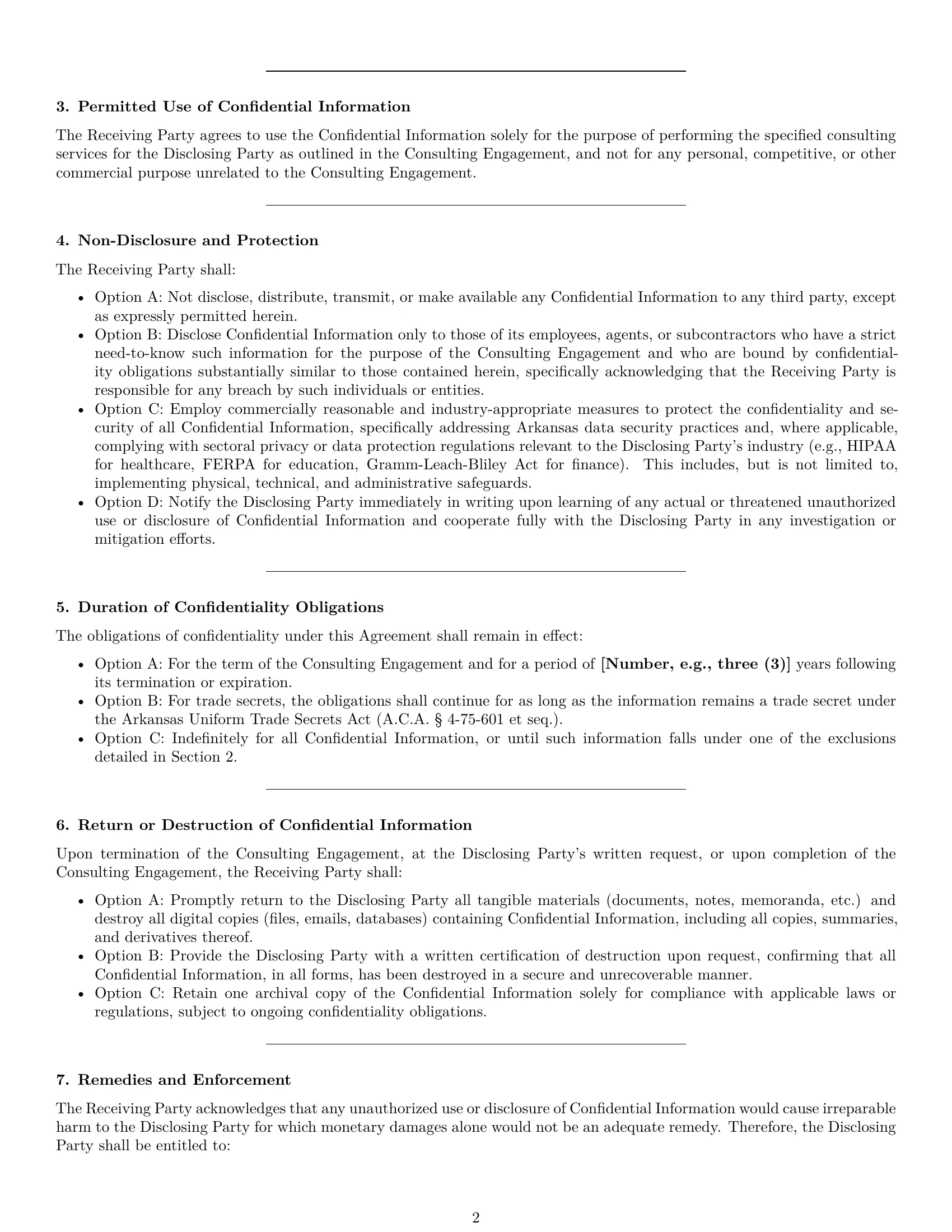 Preview page 2 of Pro Arkansas consultant nda template