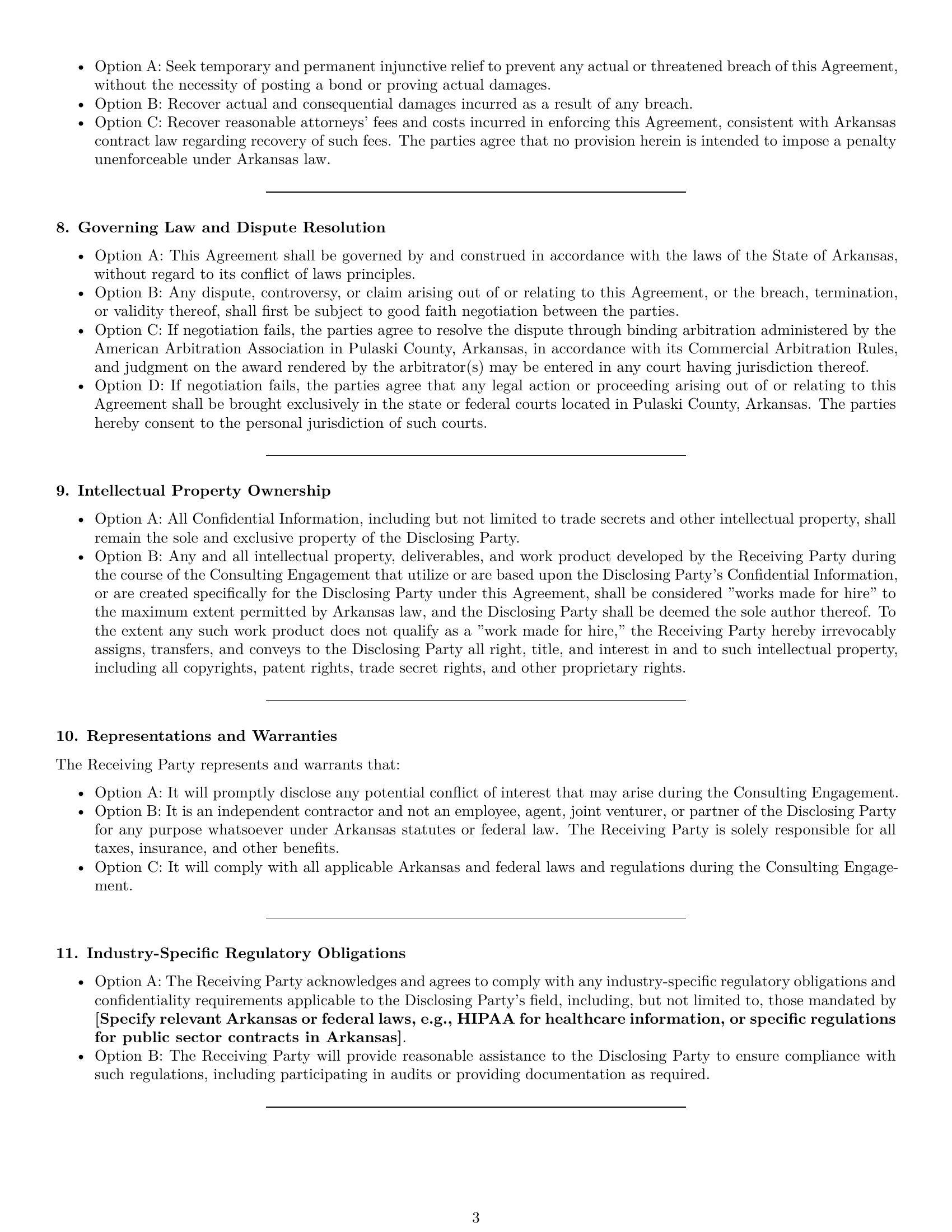 Preview page 3 of Pro Arkansas consultant nda template