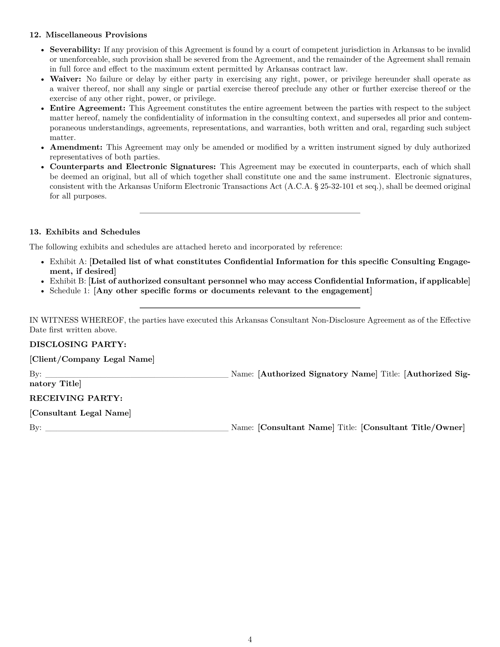 Preview page 4 of Pro Arkansas consultant nda template