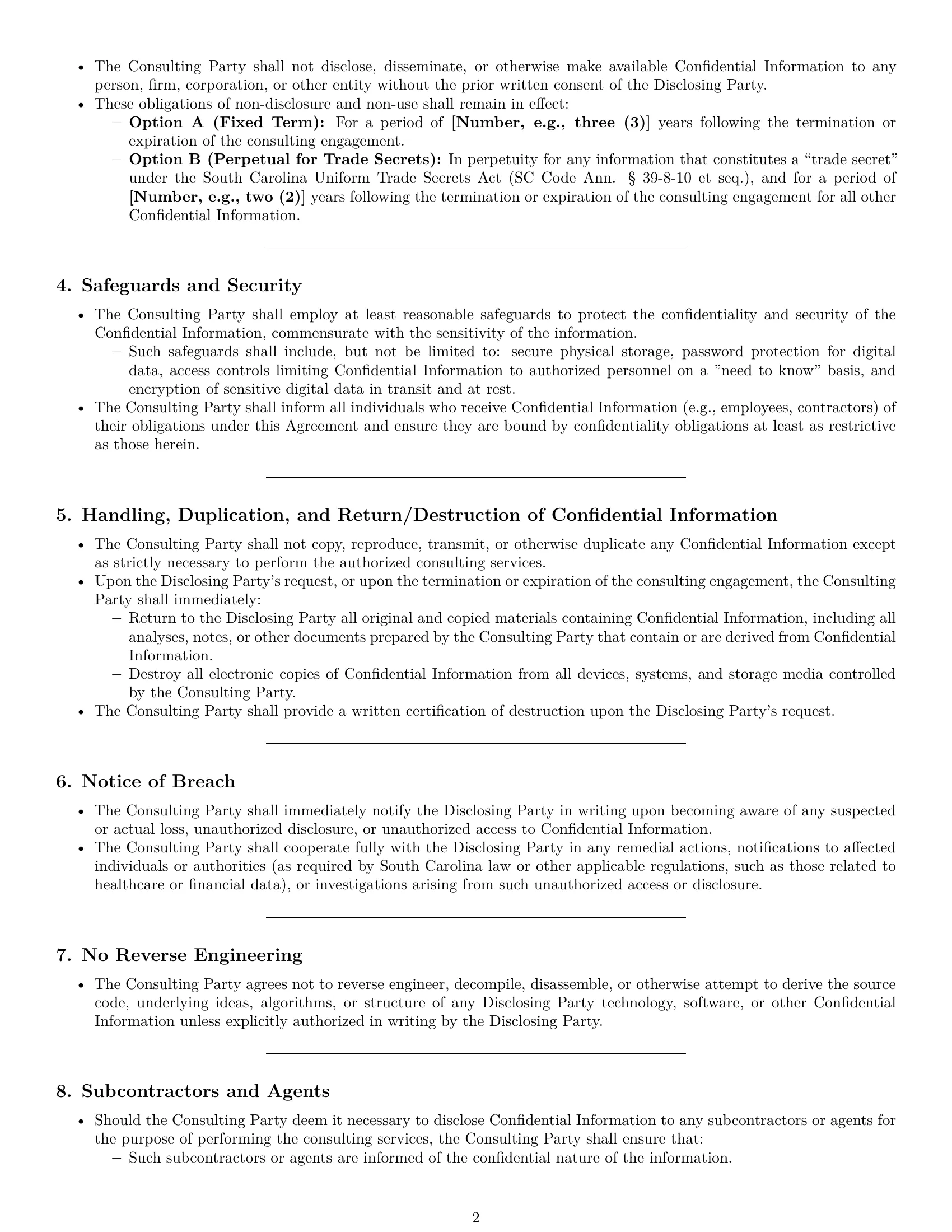 Preview page 2 of Pro South Carolina consultant nda template