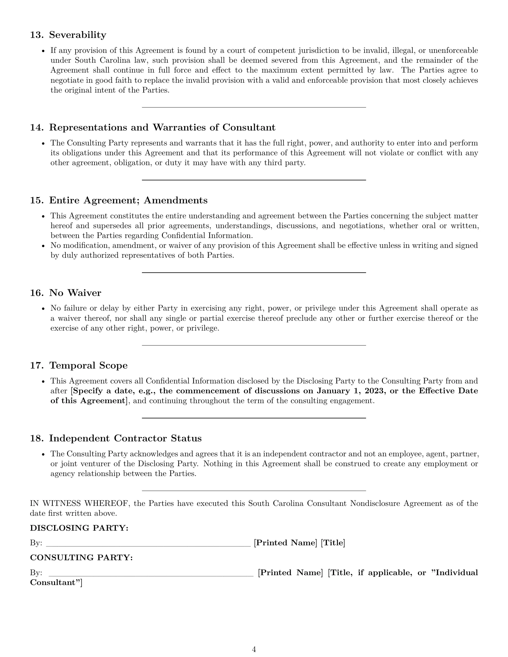 Preview page 4 of Pro South Carolina consultant nda template