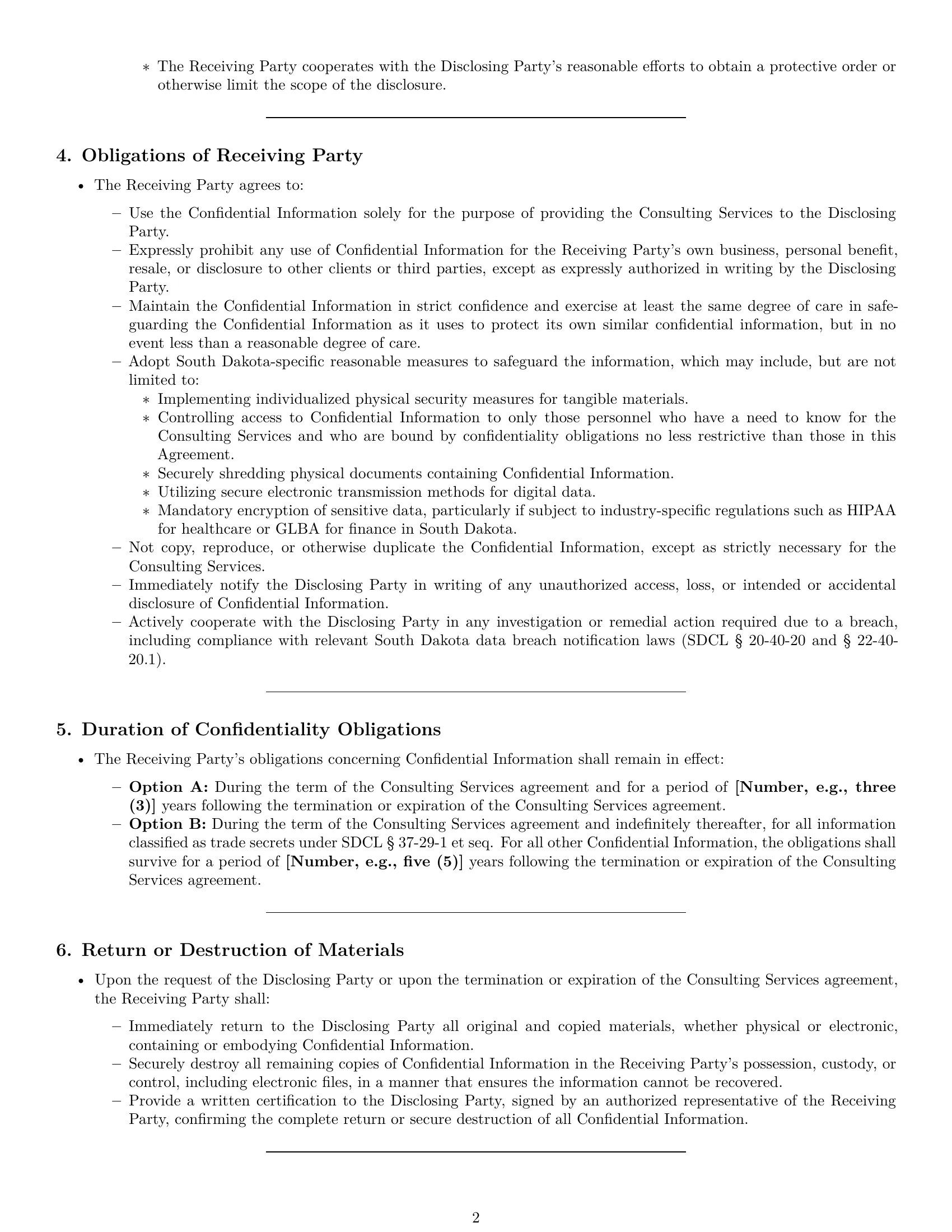 Preview page 2 of Pro South Dakota consultant nda template