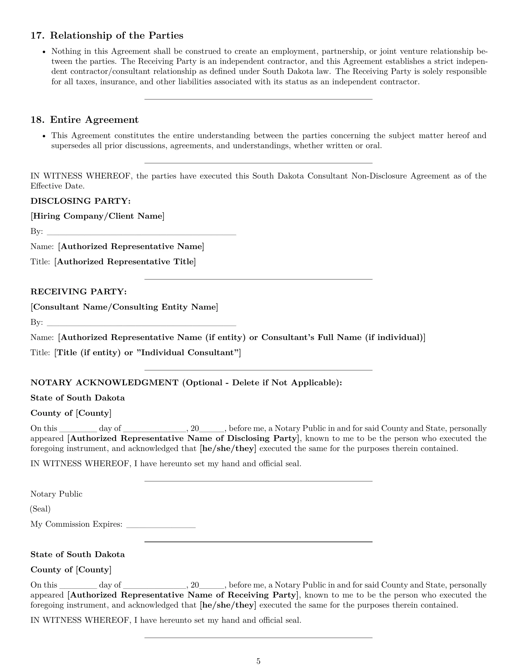 Preview page 5 of Pro South Dakota consultant nda template