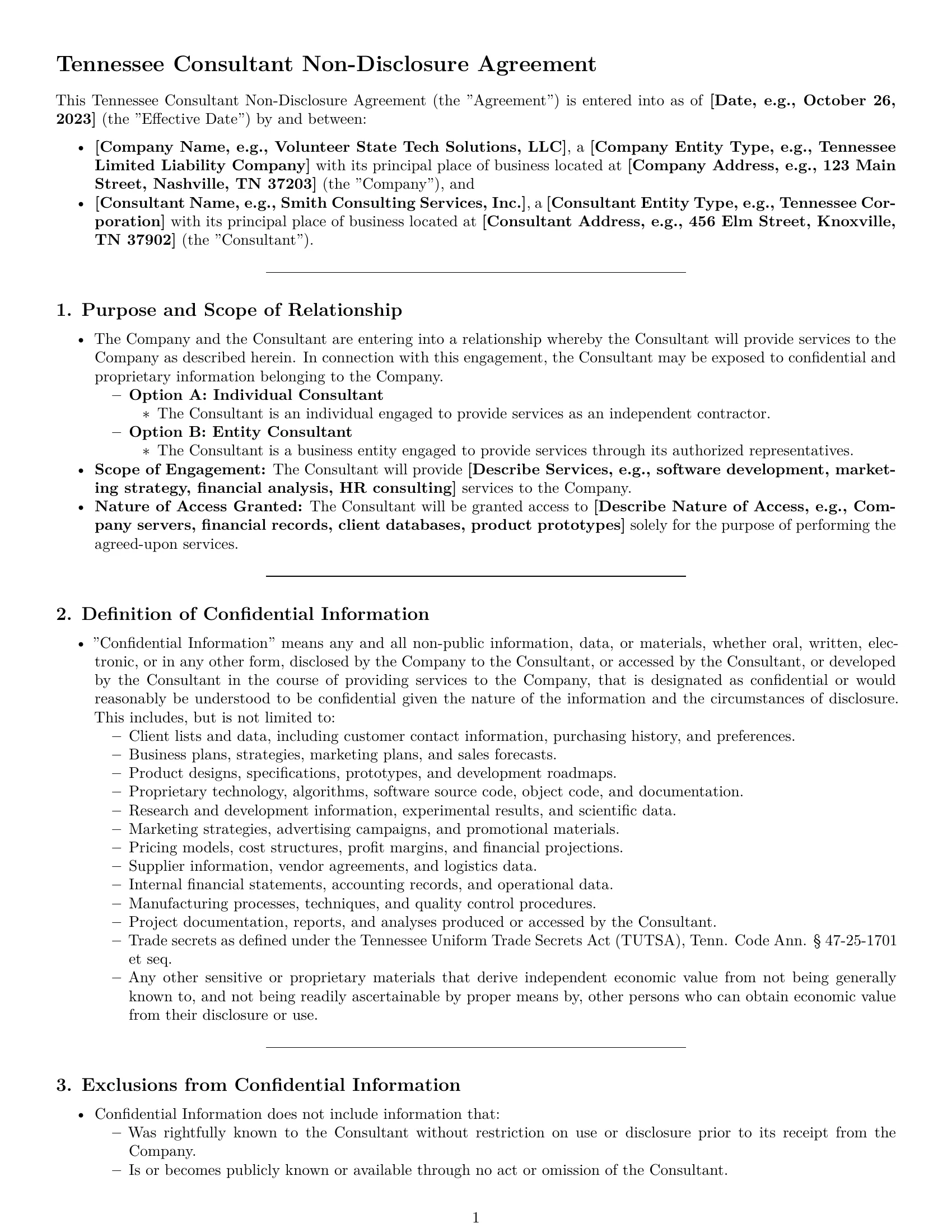 Preview page 1 of Pro Tennessee consultant nda template