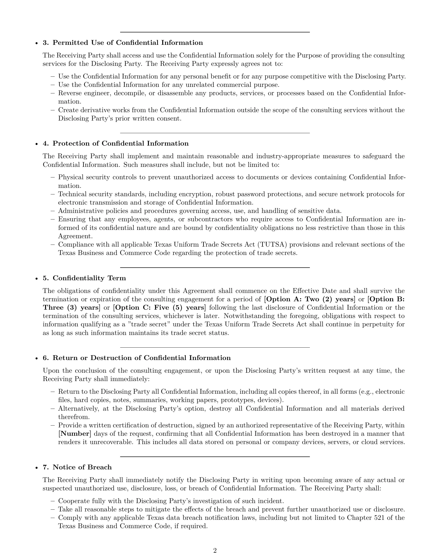 Preview page 2 of Pro Texas consultant nda template