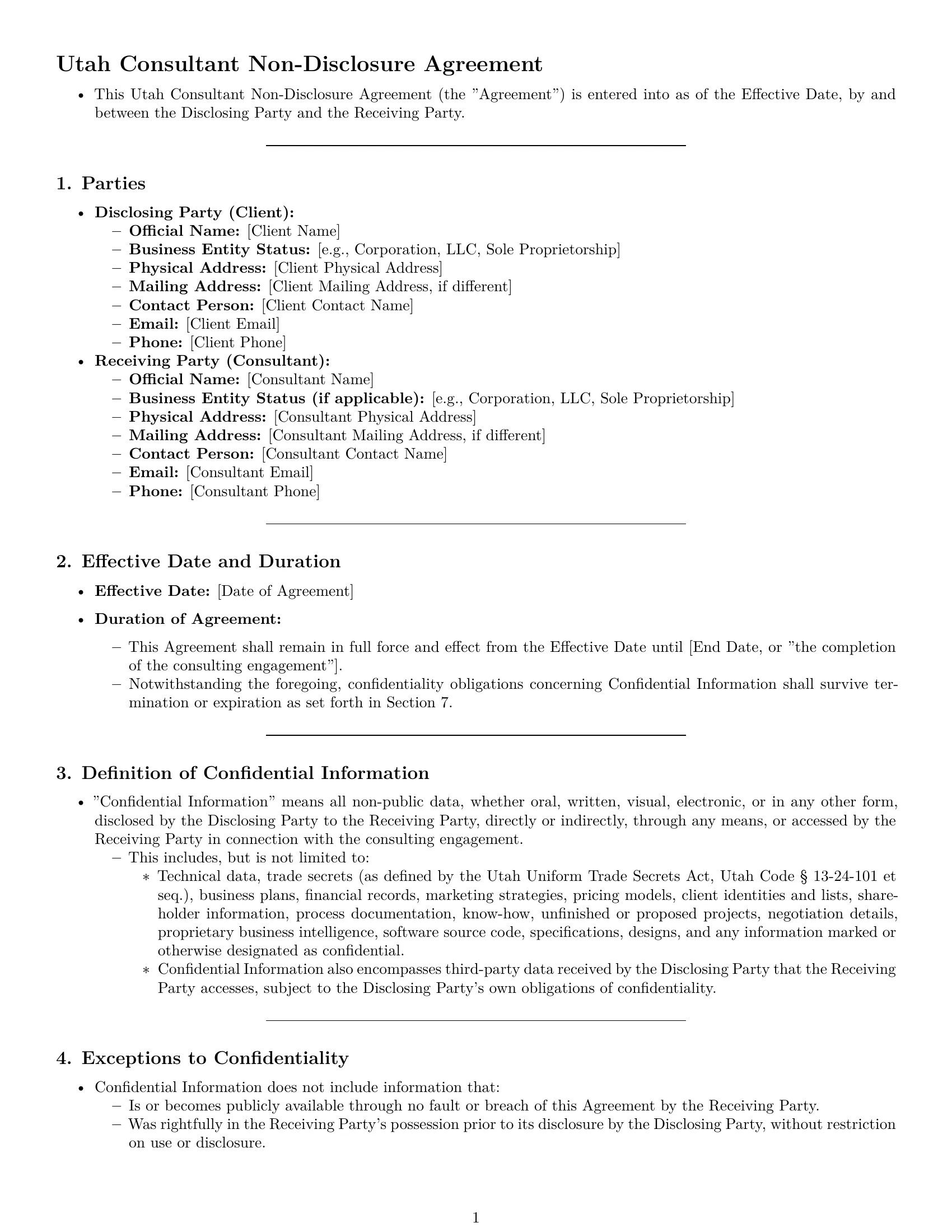Preview page 1 of Pro Utah consultant nda template