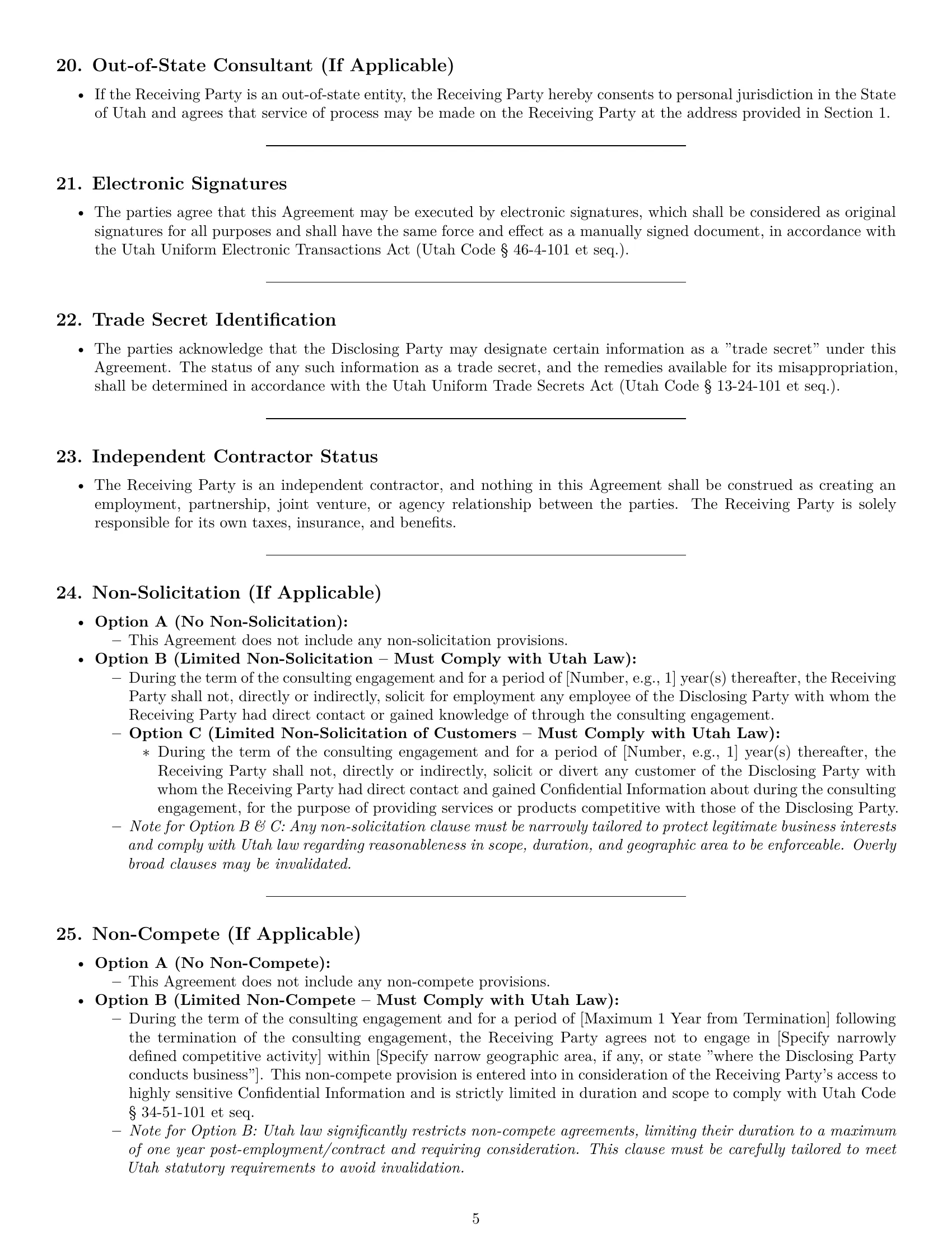 Preview page 5 of Pro Utah consultant nda template