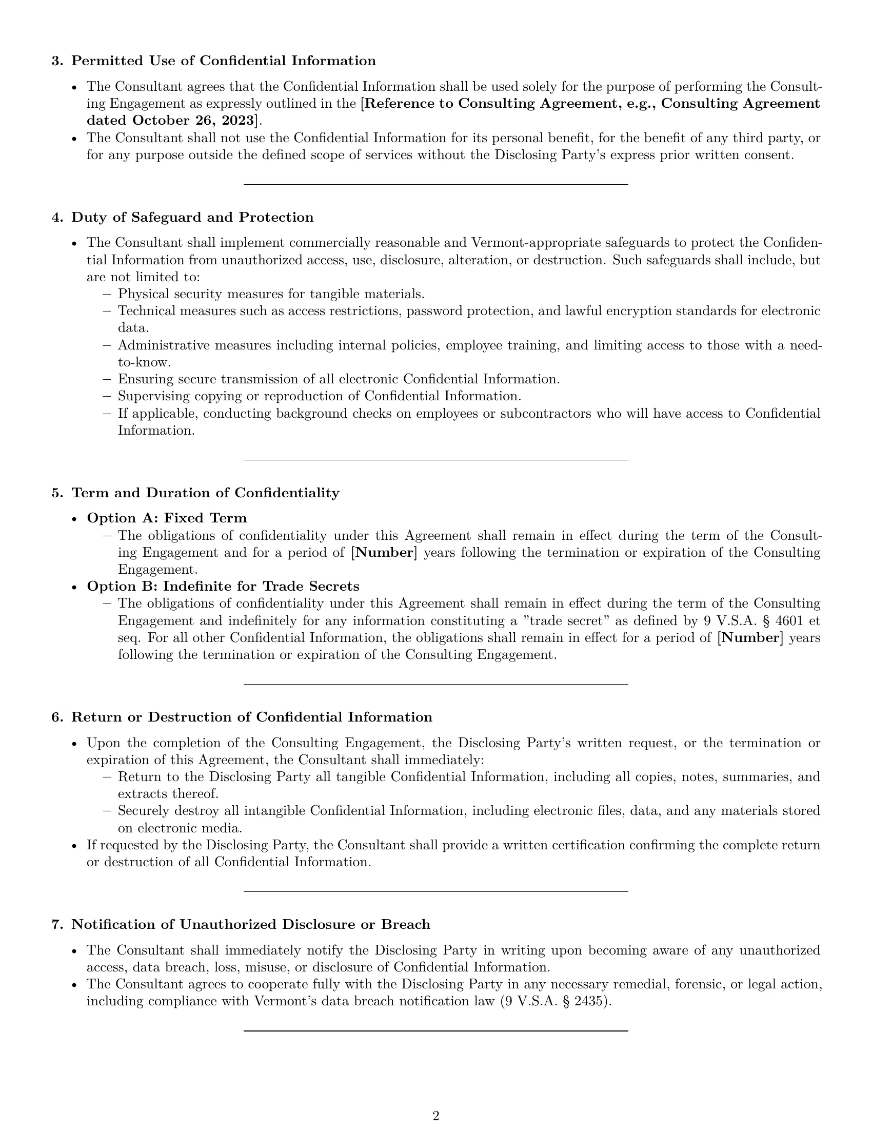 Preview page 2 of Pro Vermont consultant nda template
