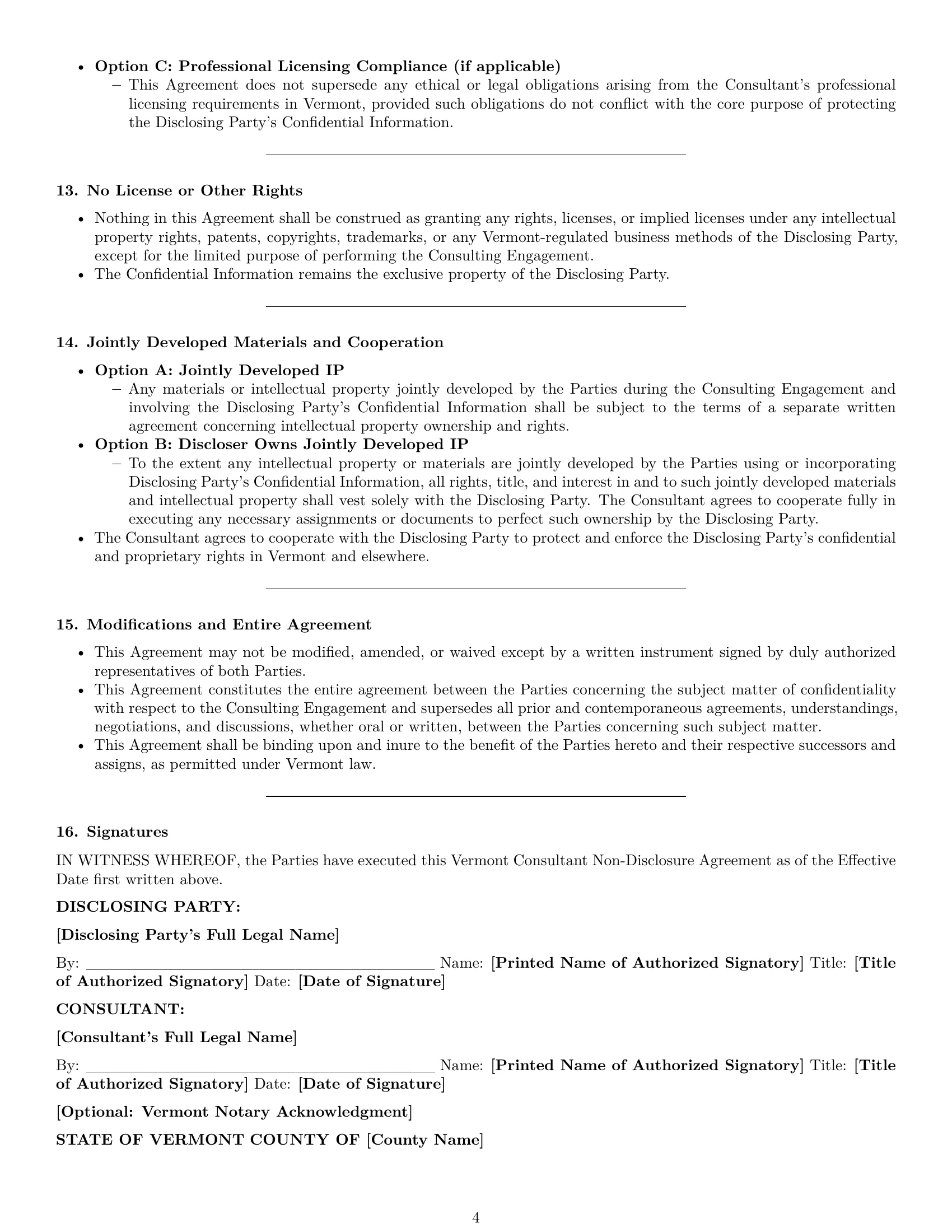 Preview page 4 of Pro Vermont consultant nda template