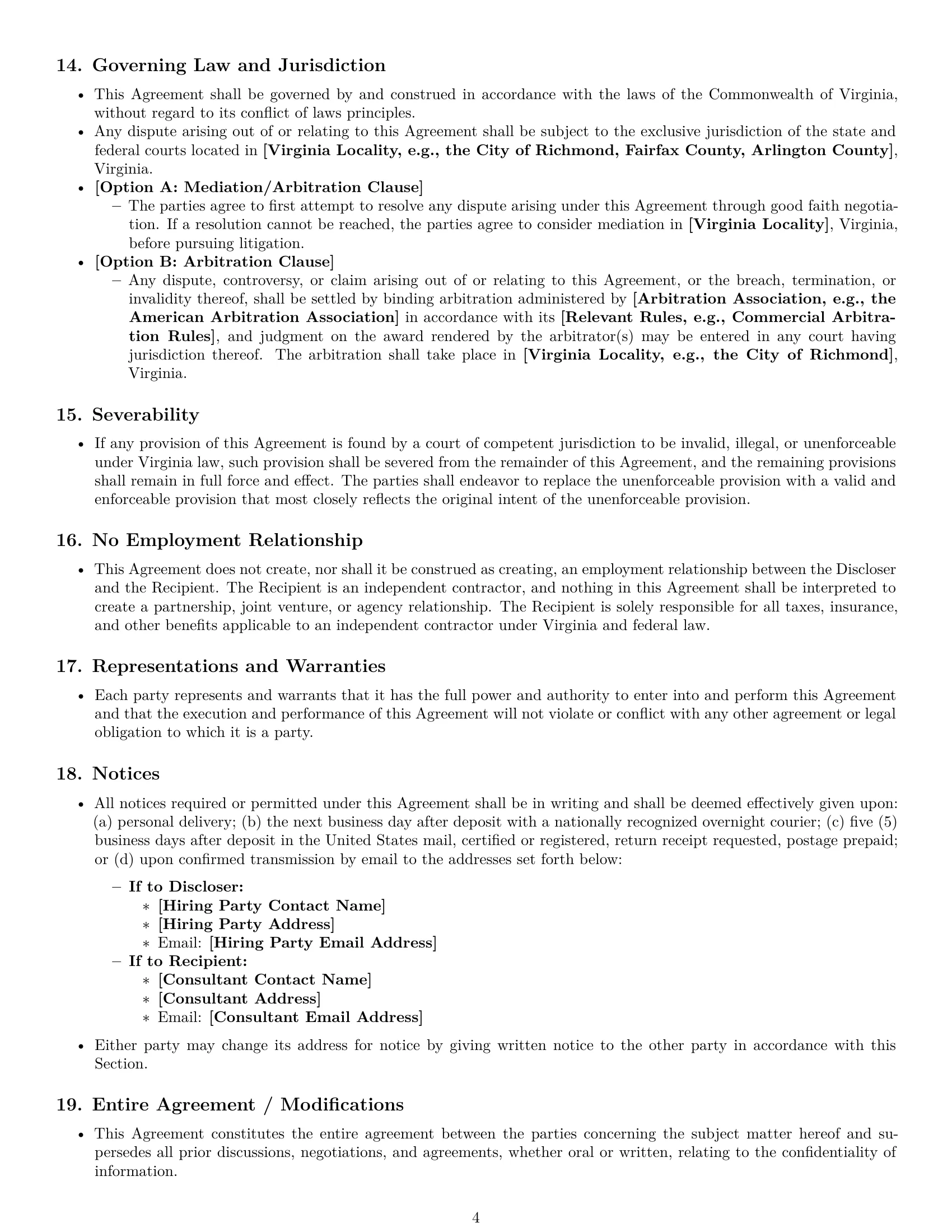Preview page 4 of Pro Virginia consultant nda template