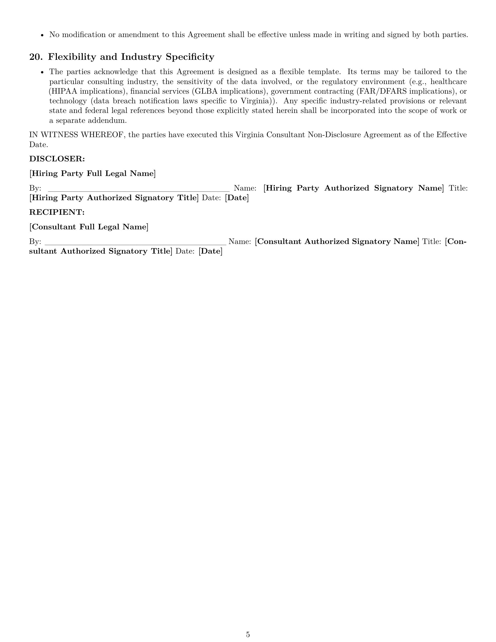 Preview page 5 of Pro Virginia consultant nda template