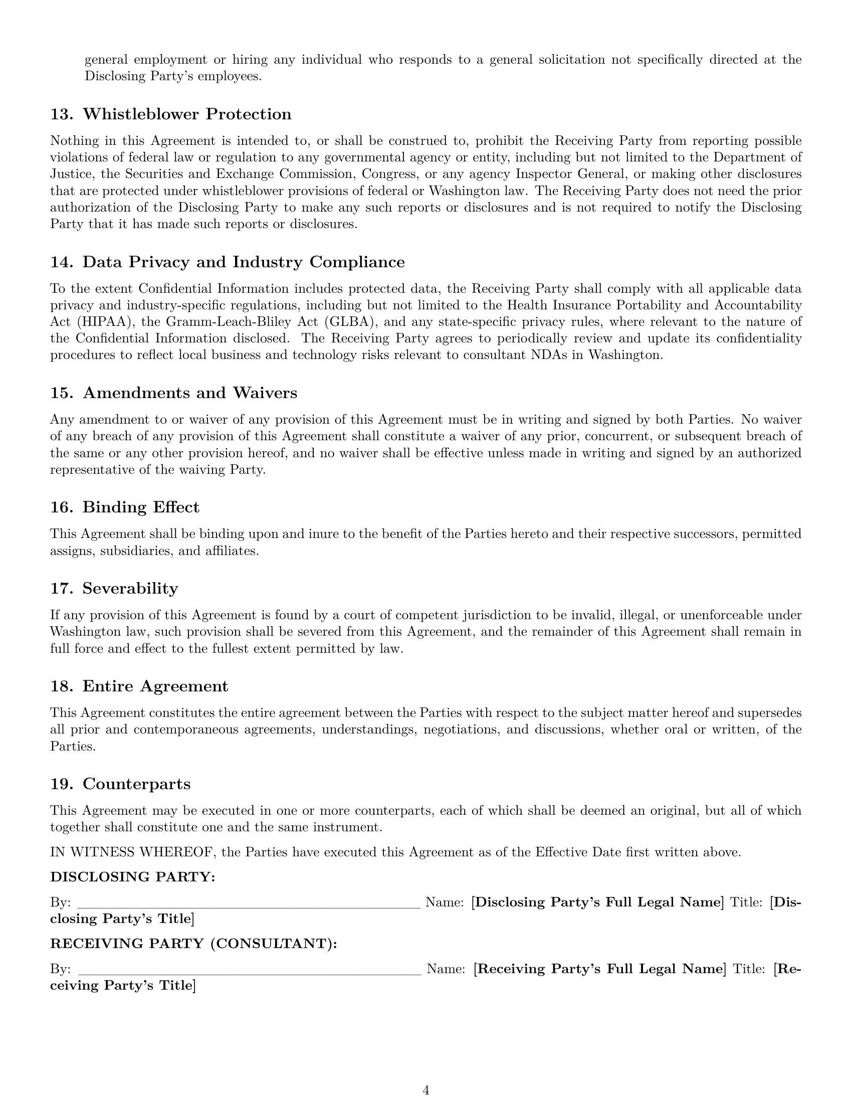 Preview page 4 of Pro Washington consultant nda template