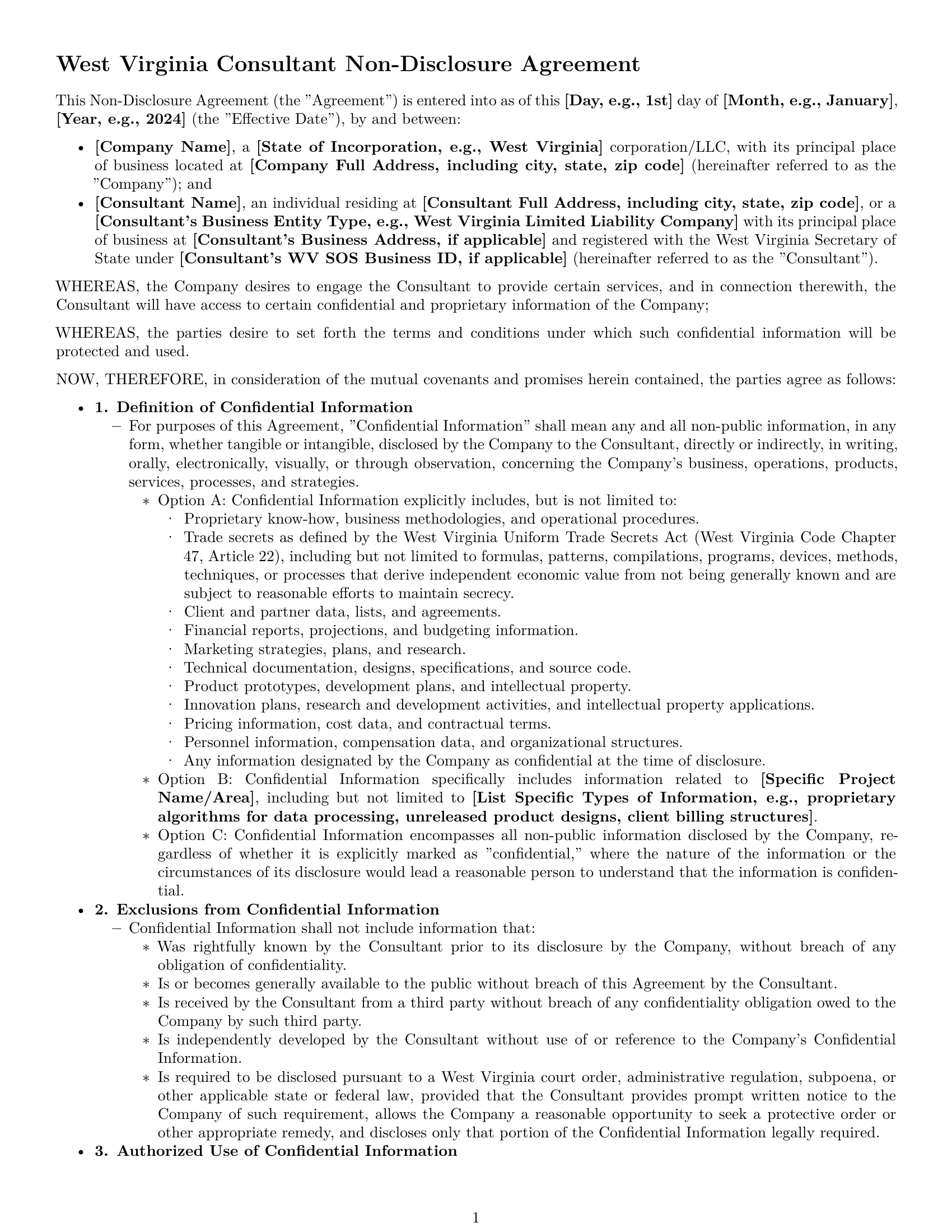 Preview page 1 of Pro West Virginia consultant nda template