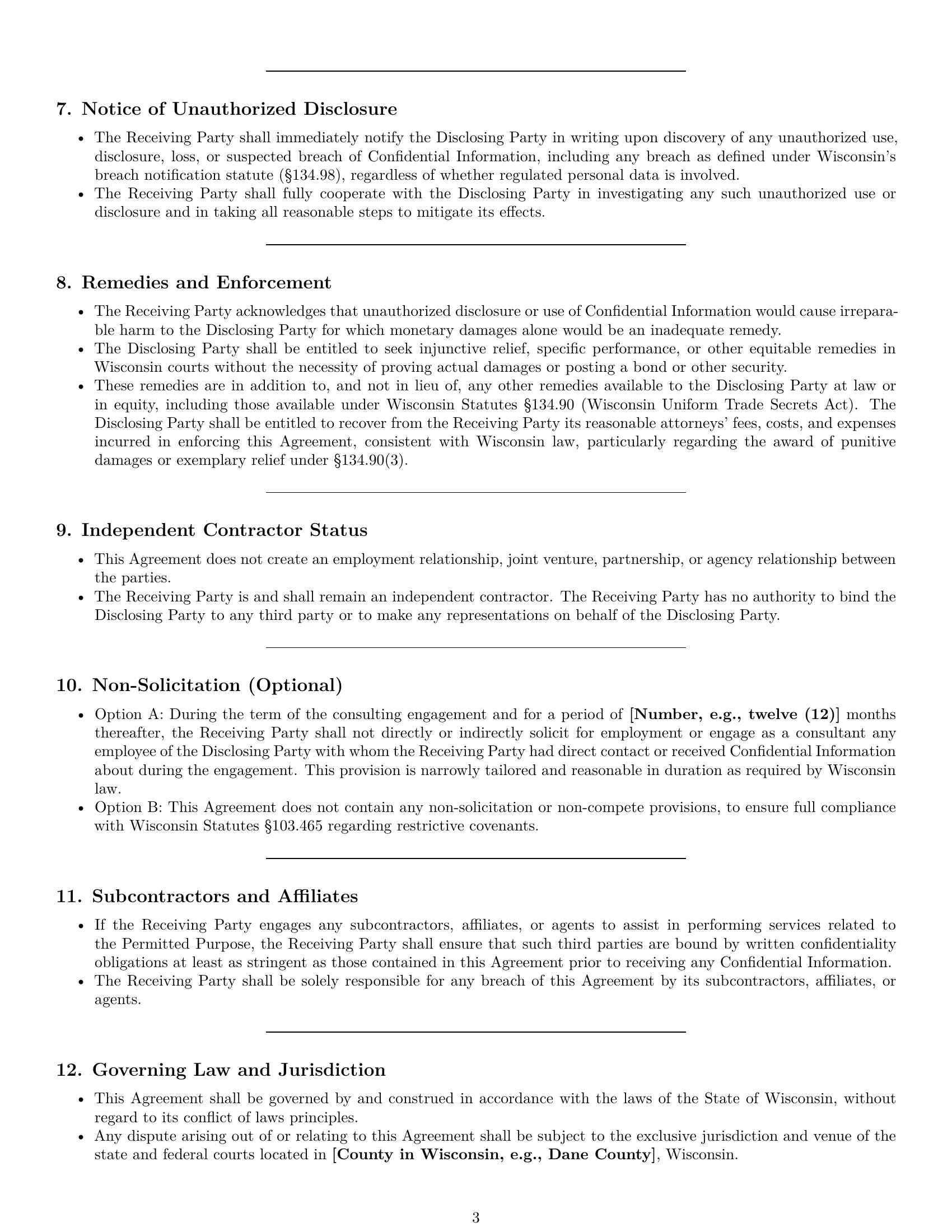 Preview page 3 of Pro Wisconsin consultant nda template