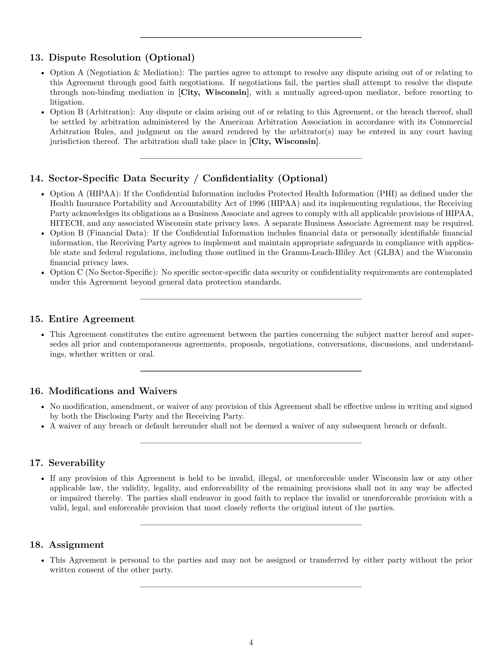 Preview page 4 of Pro Wisconsin consultant nda template
