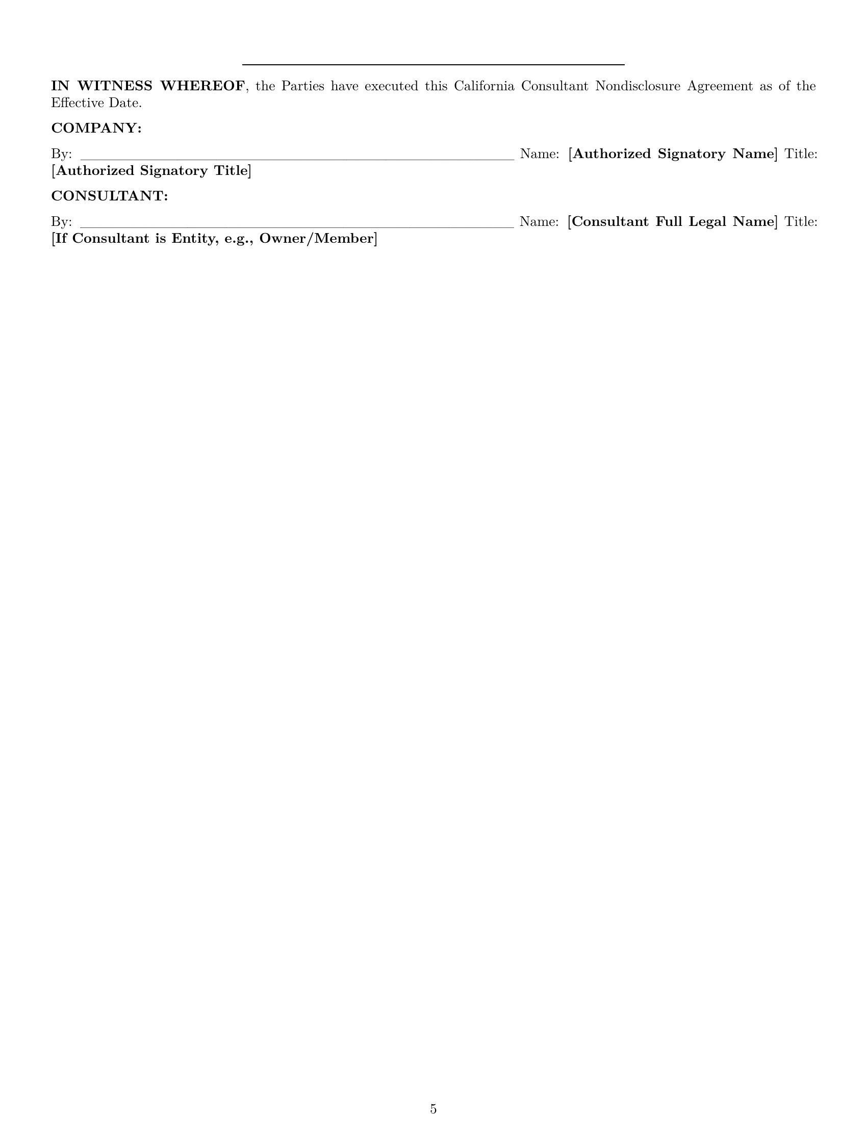 Preview page 5 of Pro California consultant nda template