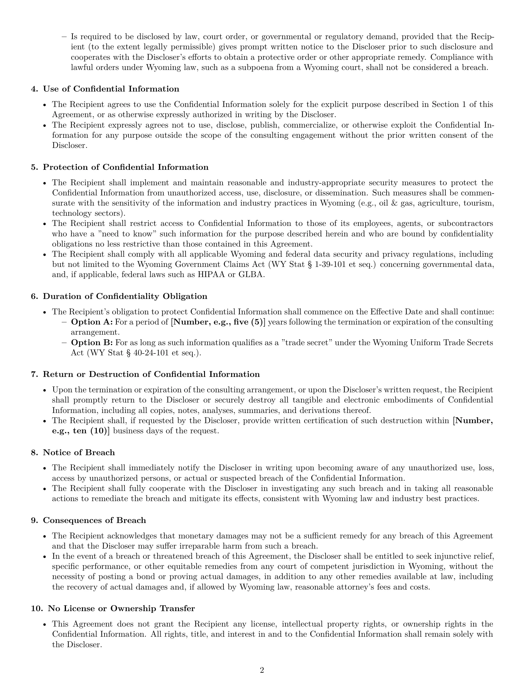 Preview page 2 of Pro Wyoming consultant nda template