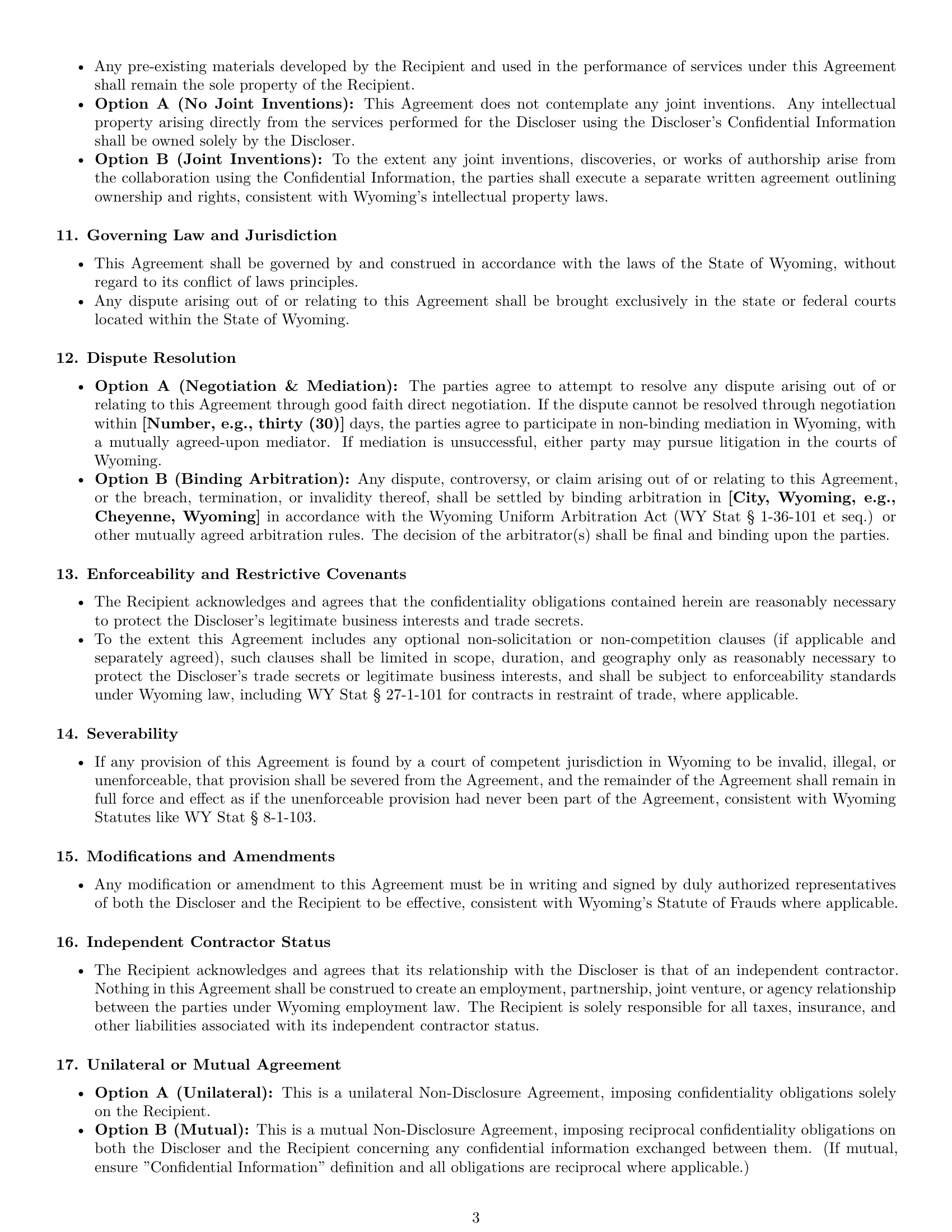 Preview page 3 of Pro Wyoming consultant nda template