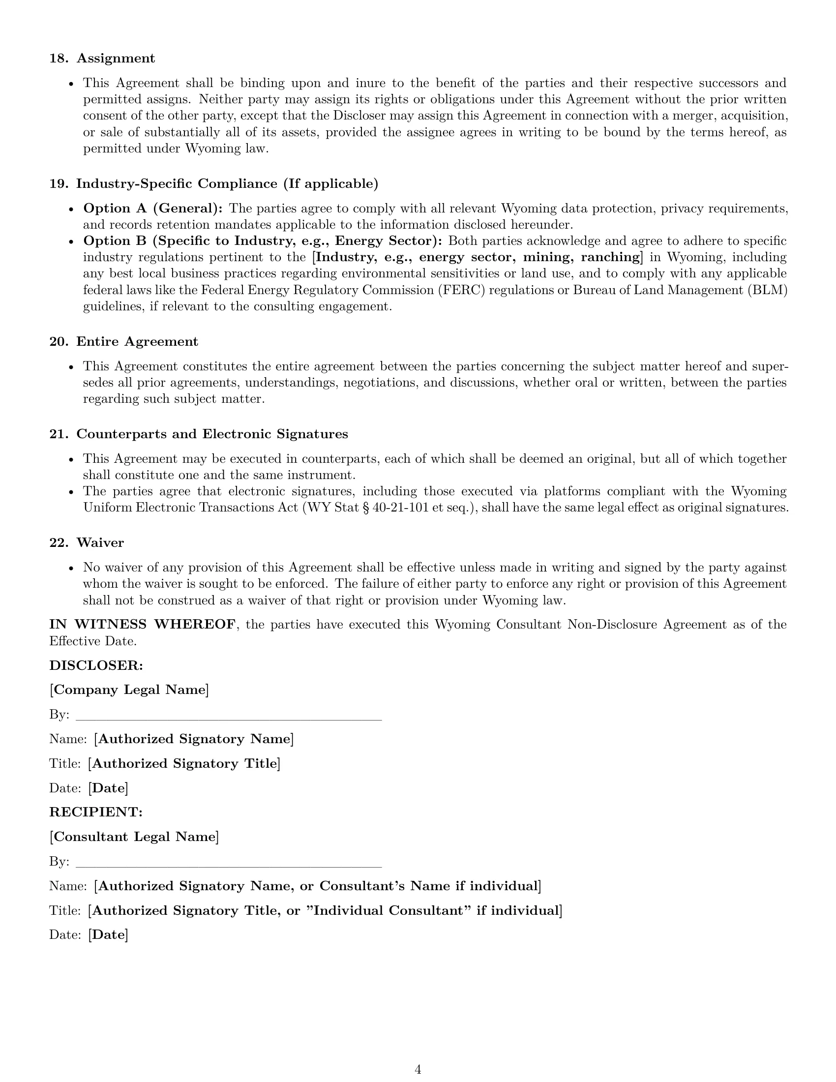 Preview page 4 of Pro Wyoming consultant nda template