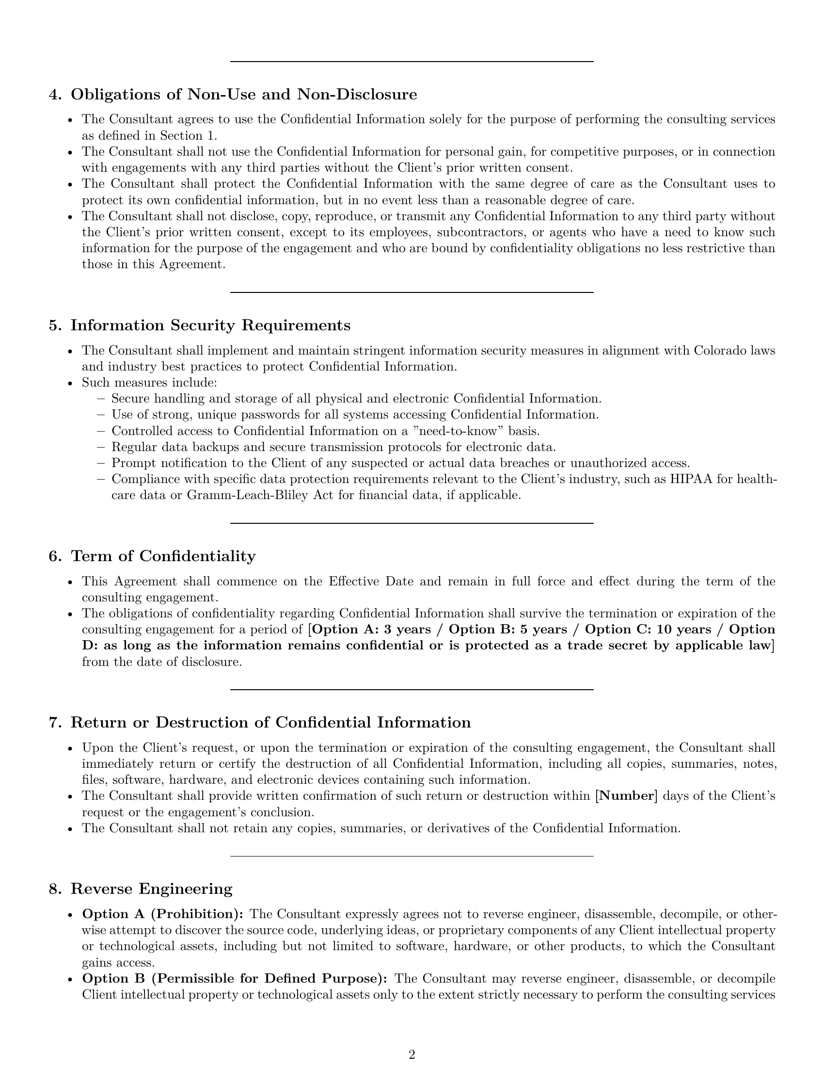 Preview page 2 of Pro Colorado consultant nda template