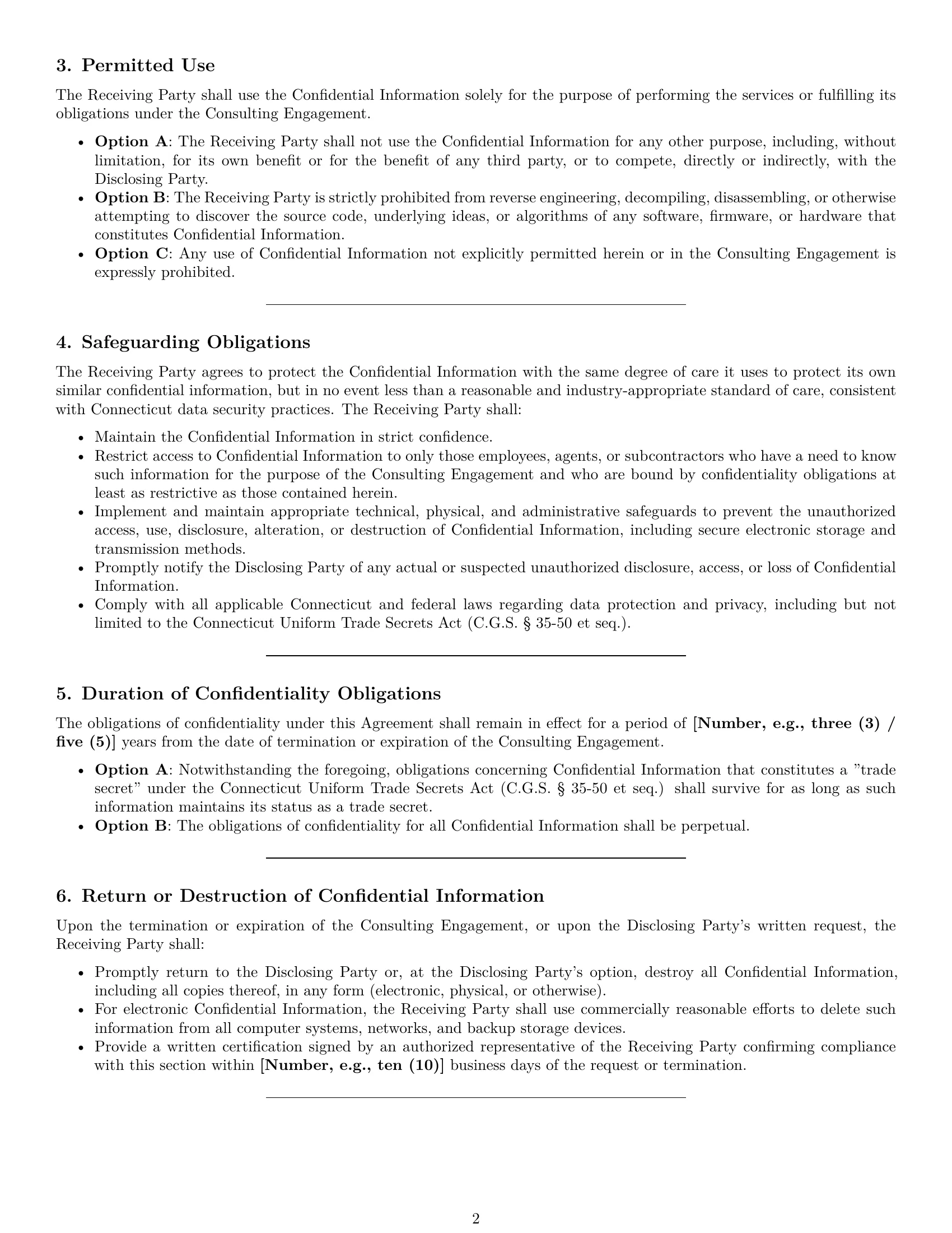 Preview page 2 of Pro Connecticut consultant nda template