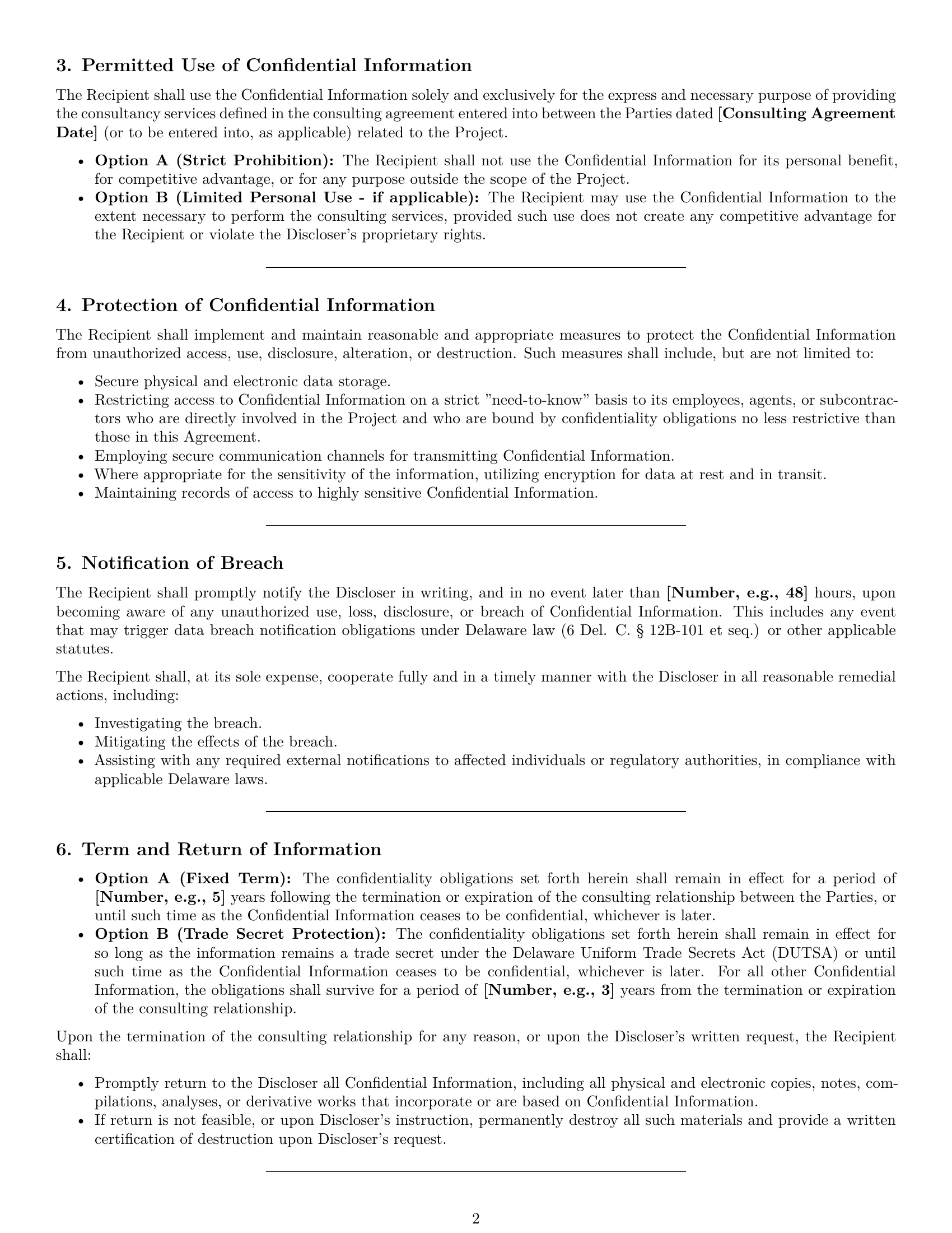 Preview page 2 of Pro Delaware consultant nda template