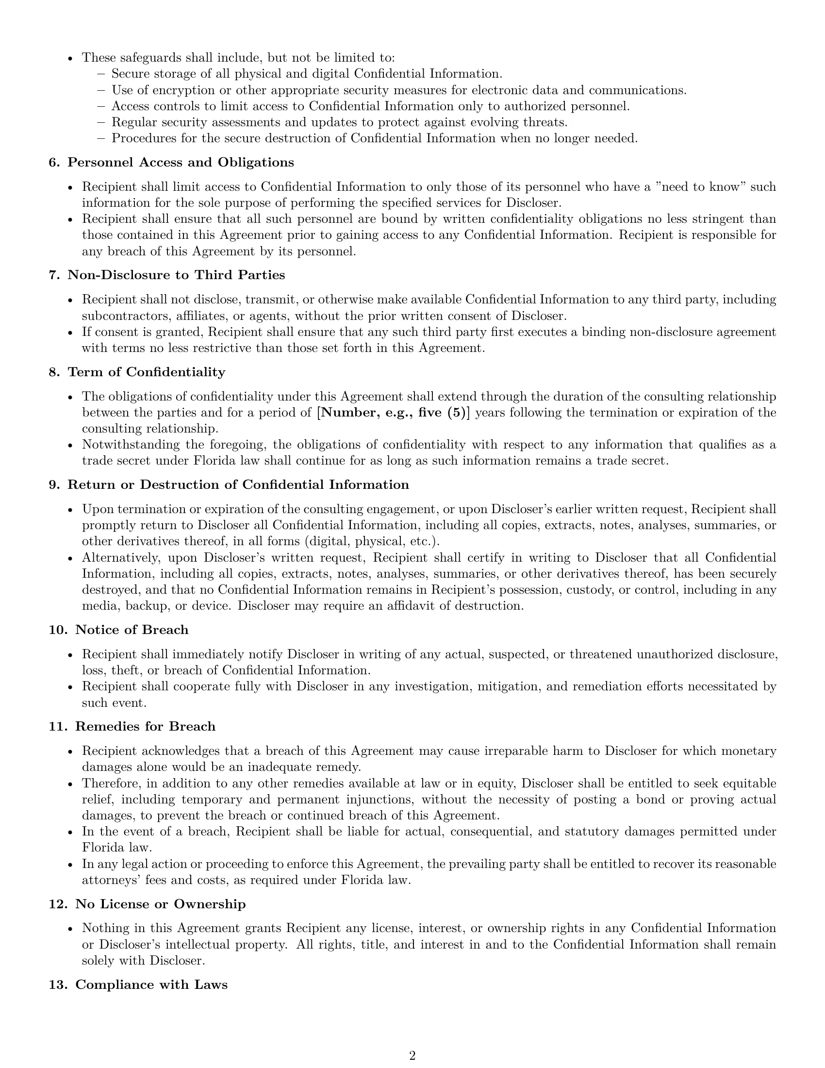 Preview page 2 of Pro Florida consultant nda template