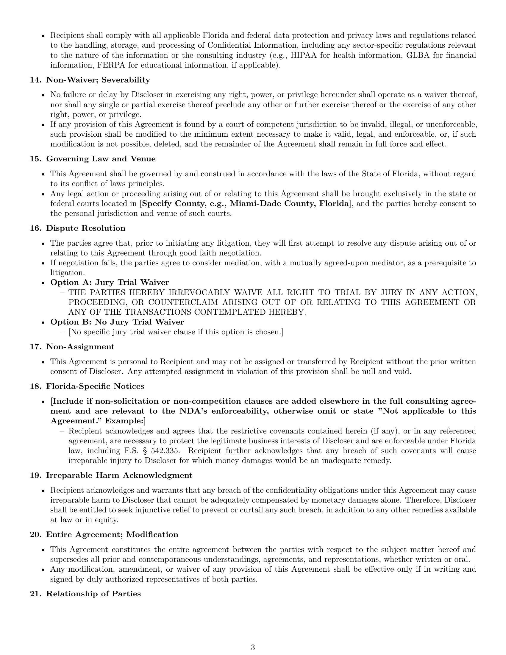 Preview page 3 of Pro Florida consultant nda template