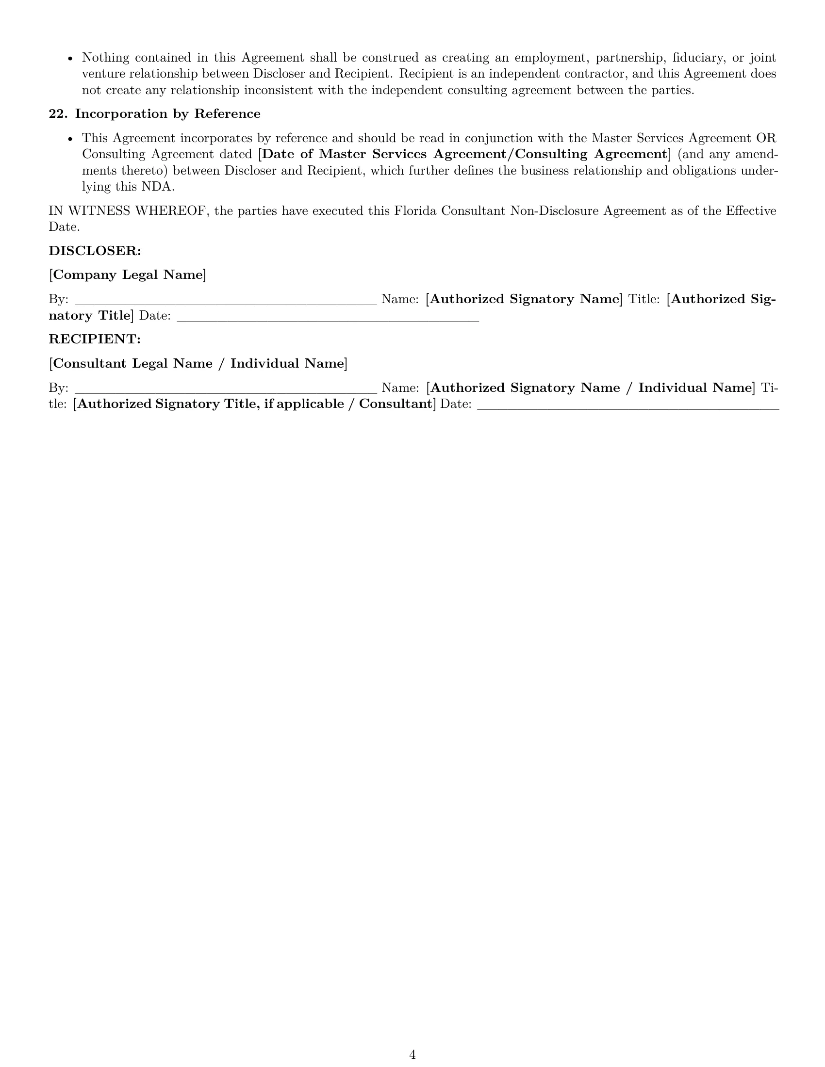 Preview page 4 of Pro Florida consultant nda template
