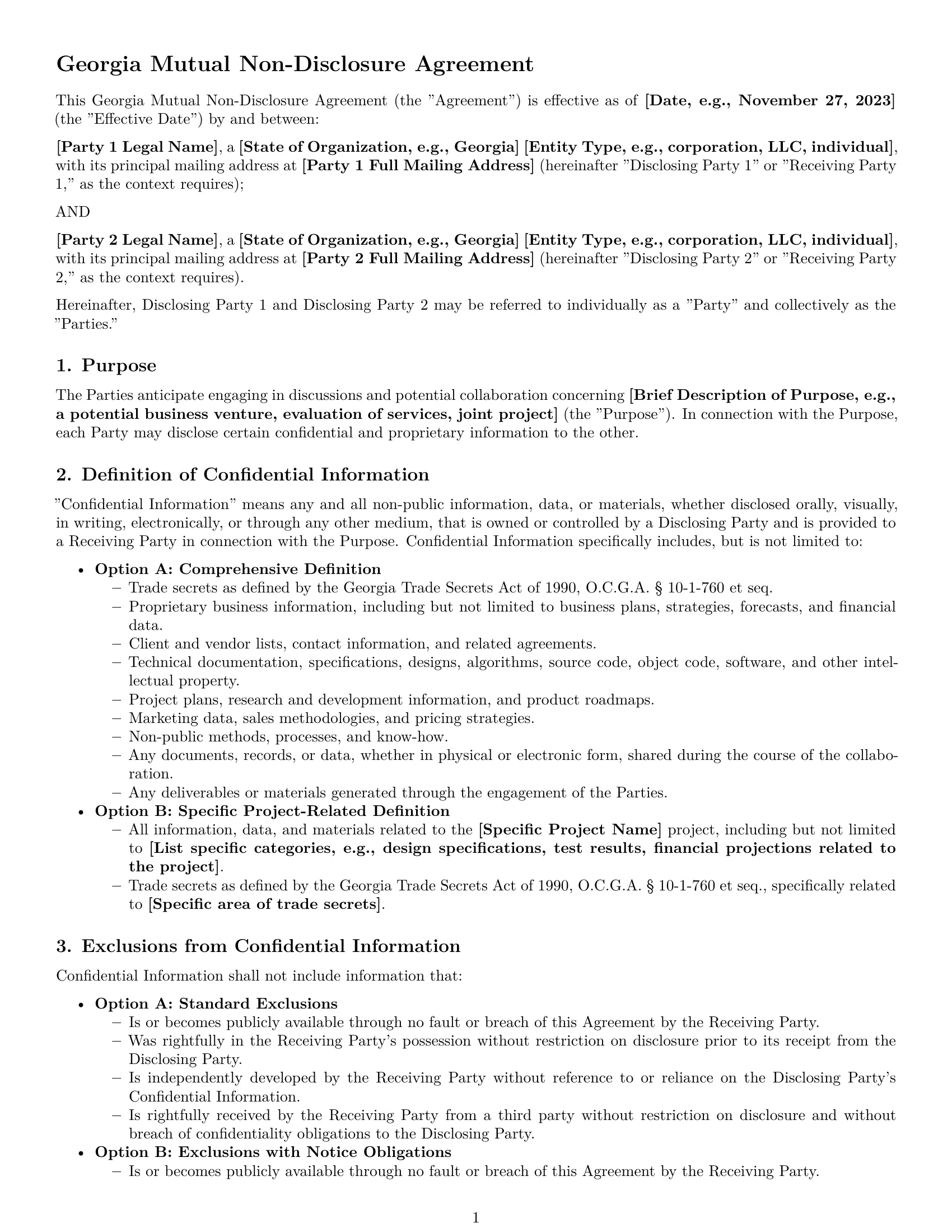 Preview page 1 of Pro Georgia mutual nda template