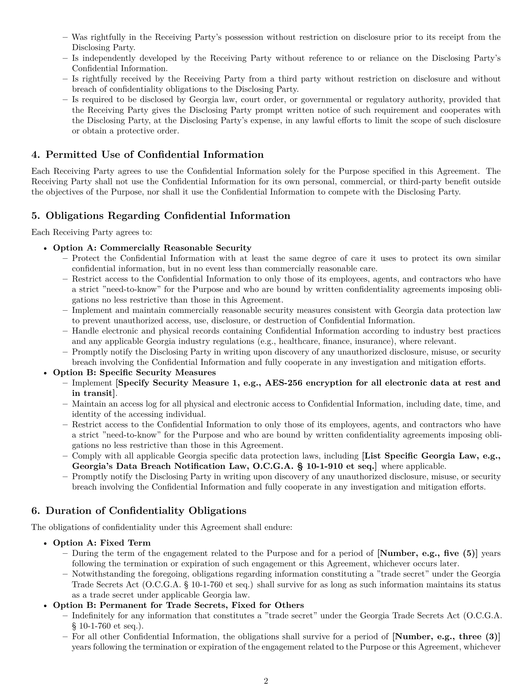 Preview page 2 of Pro Georgia mutual nda template