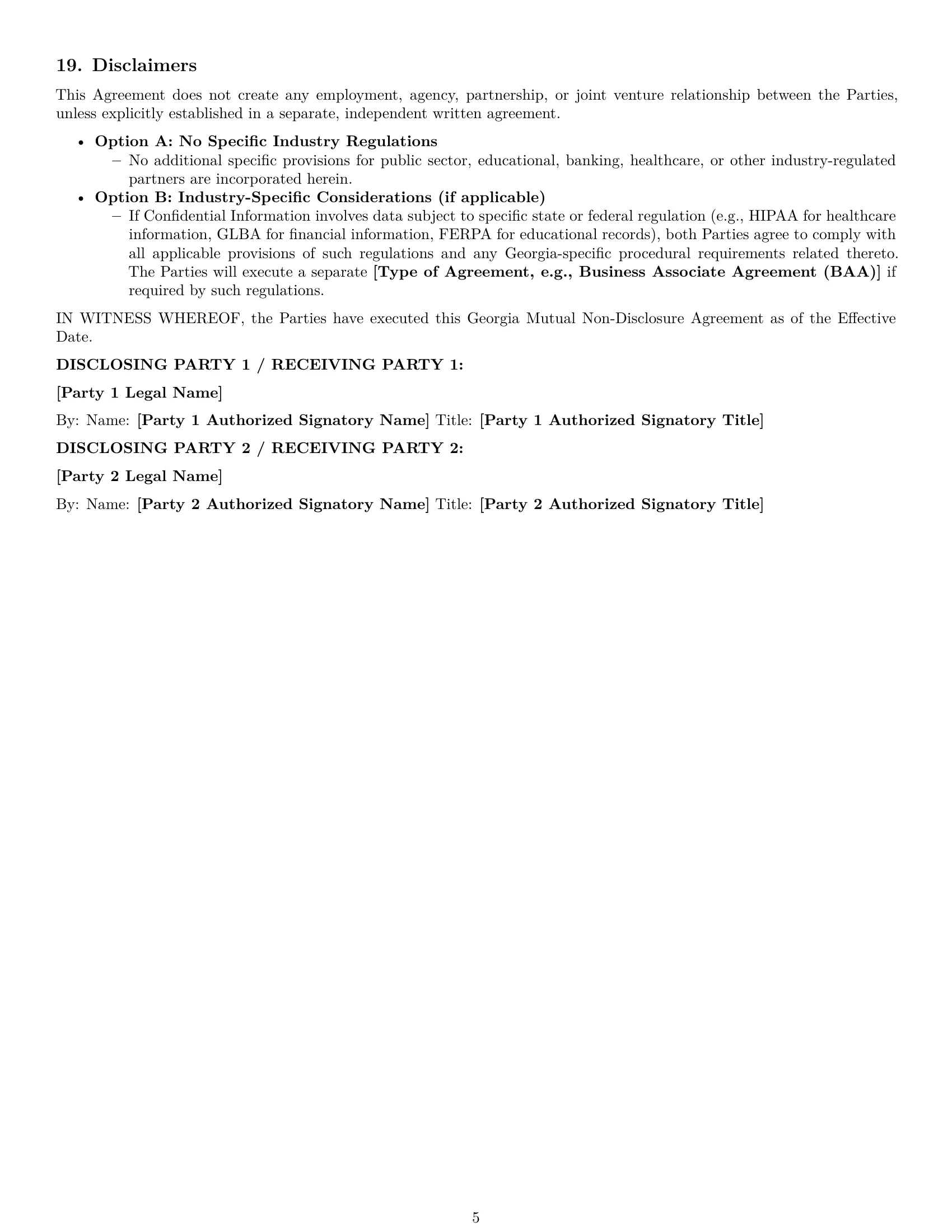 Preview page 5 of Pro Georgia mutual nda template