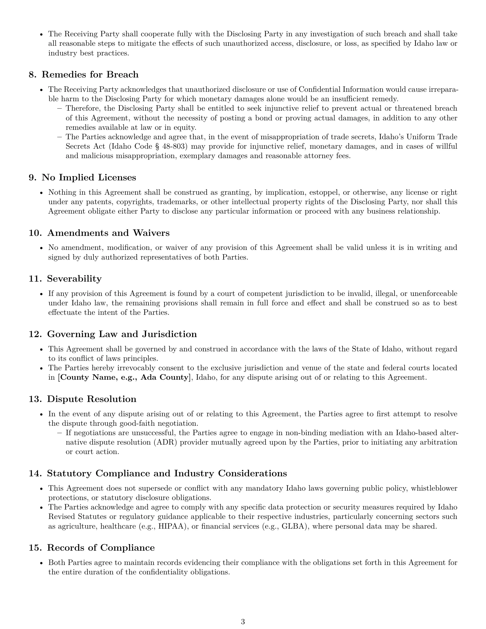 Preview page 3 of Pro Idaho mutual nda template