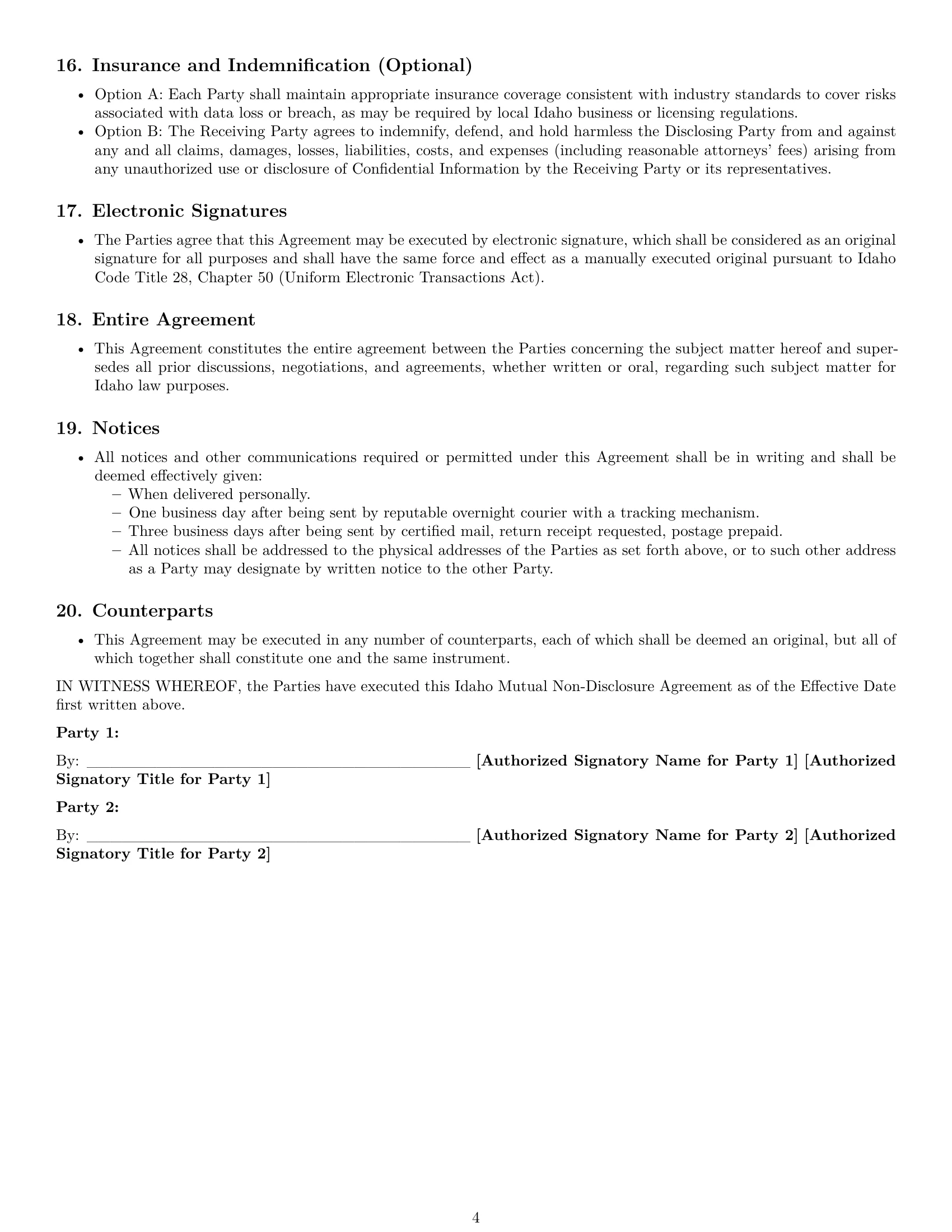 Preview page 4 of Pro Idaho mutual nda template