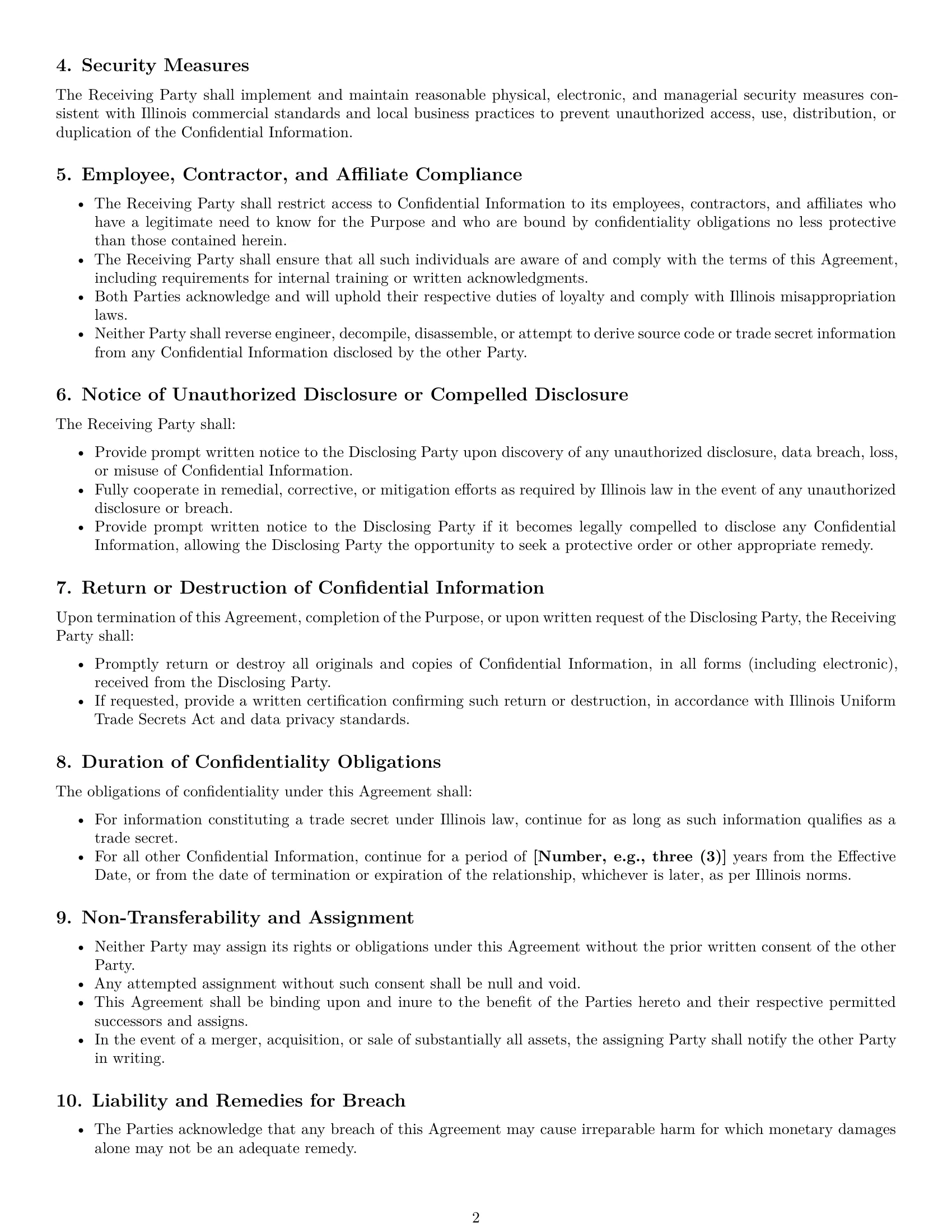Preview page 2 of Pro Illinois mutual nda template