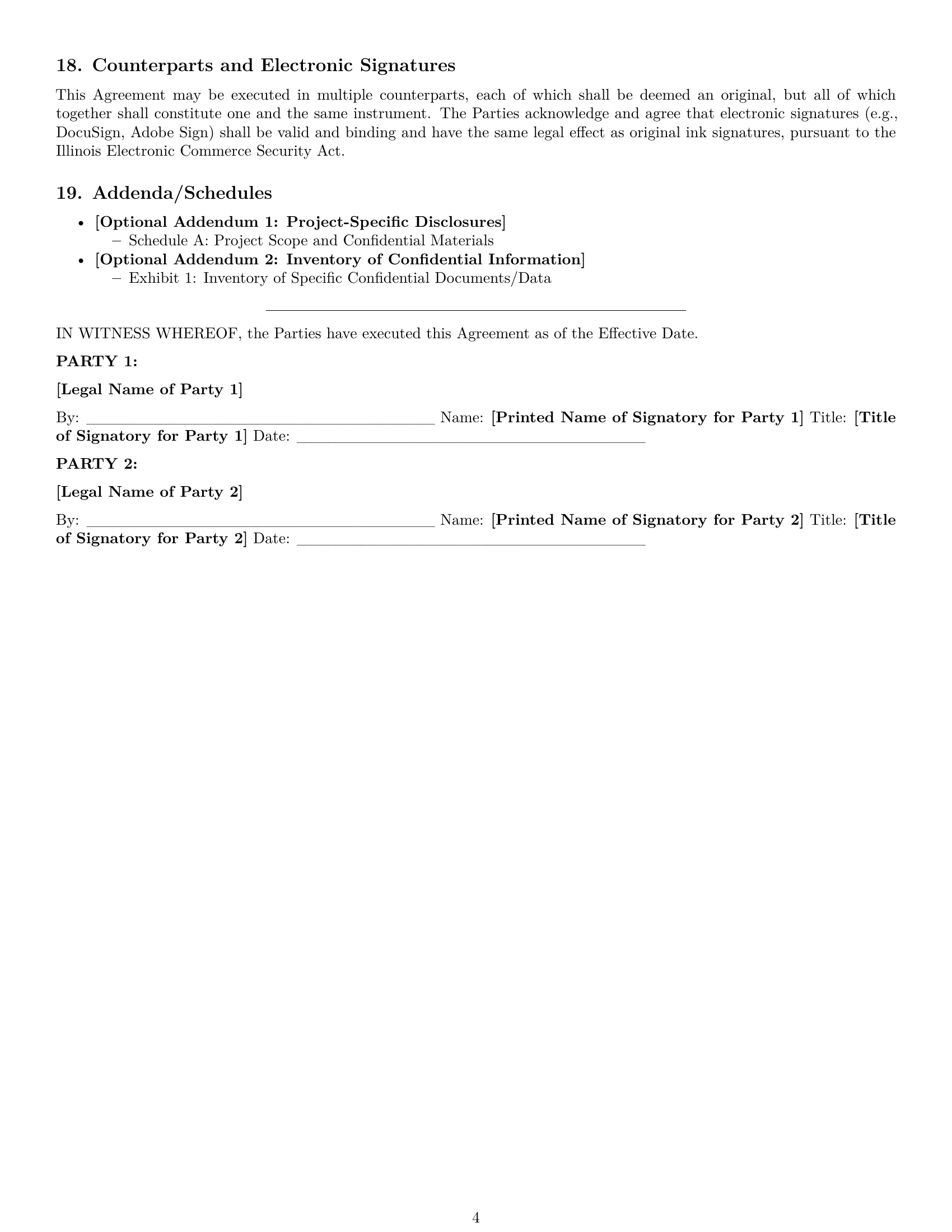 Preview page 4 of Pro Illinois mutual nda template