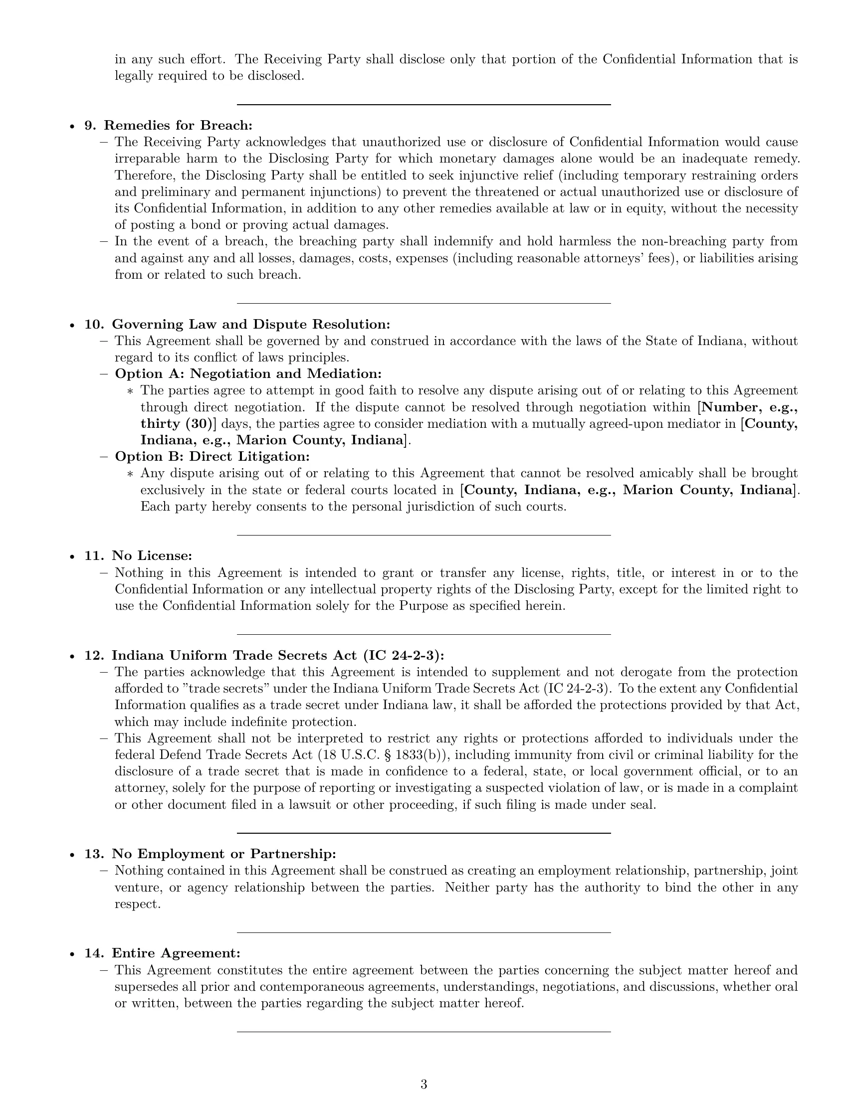 Preview page 3 of Pro Indiana mutual nda template