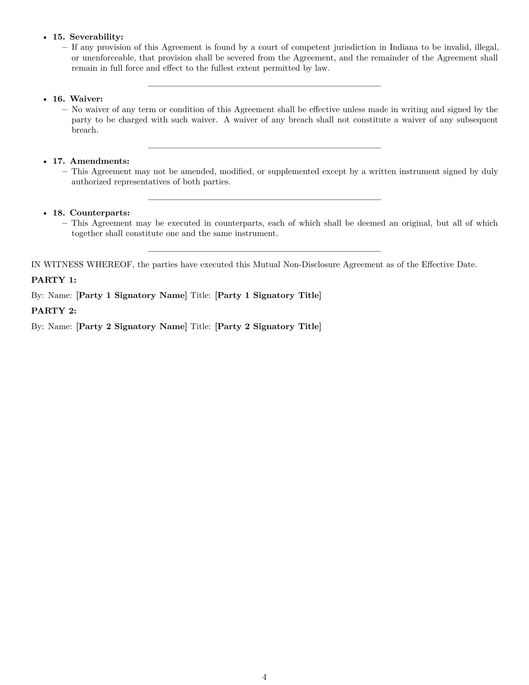 Preview page 4 of Pro Indiana mutual nda template
