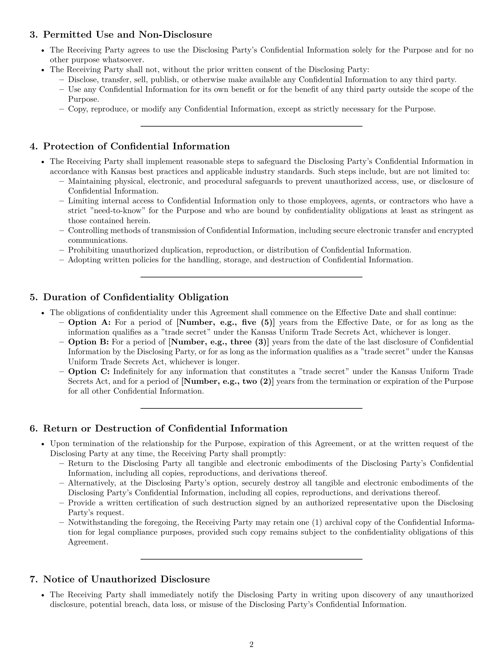 Preview page 2 of Pro Kansas mutual nda template