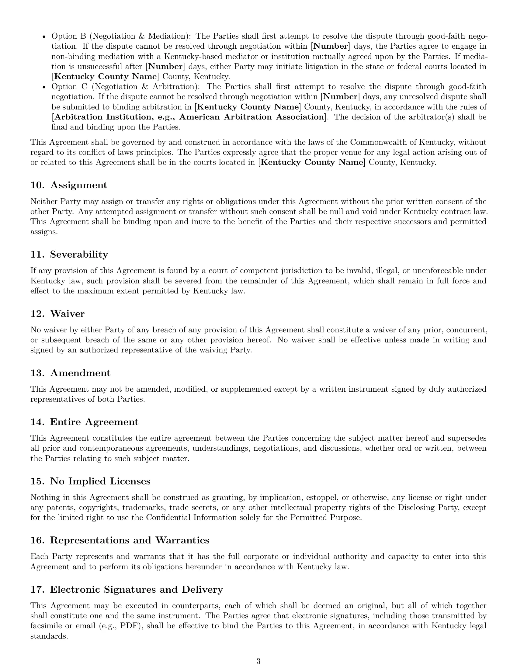 Preview page 3 of Pro Kentucky mutual nda template