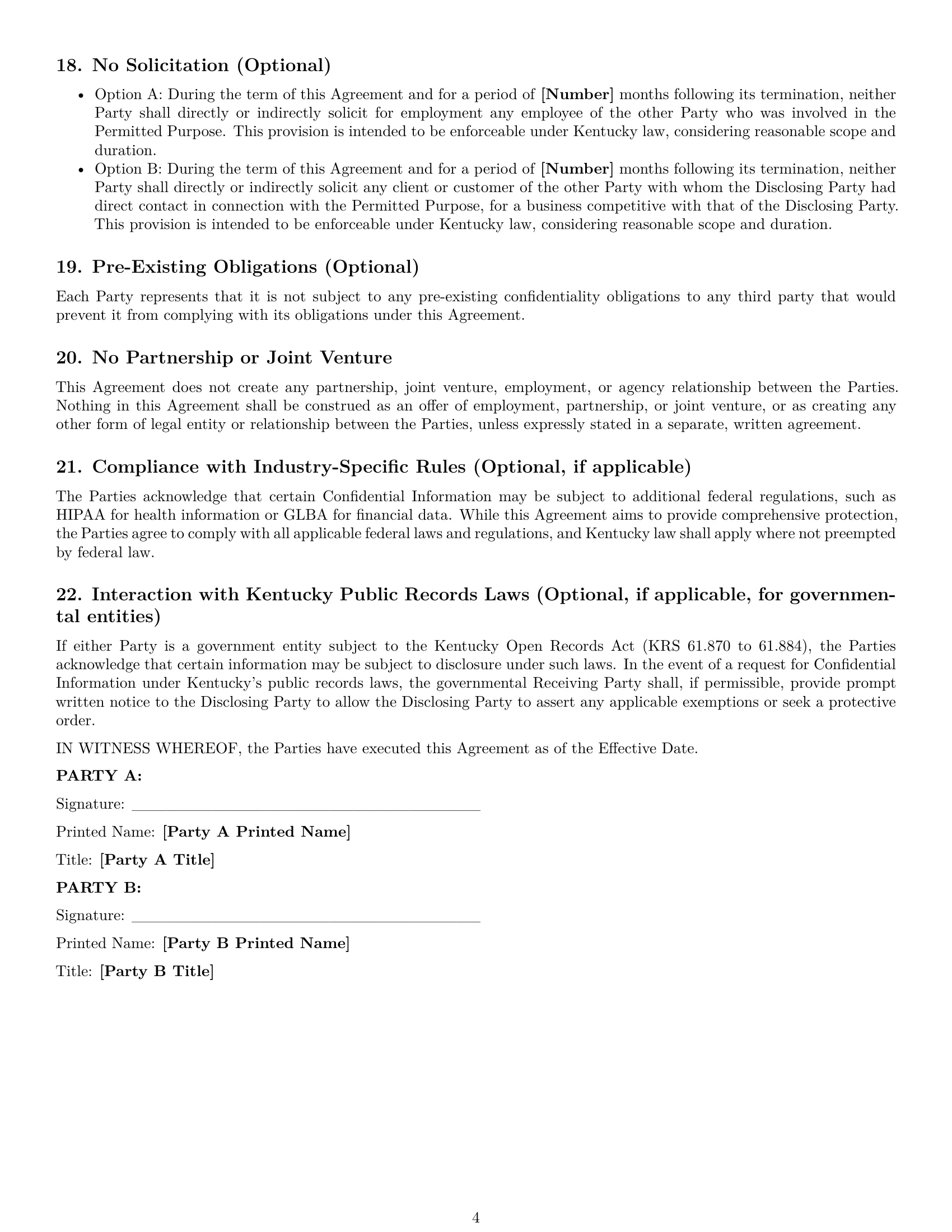 Preview page 4 of Pro Kentucky mutual nda template