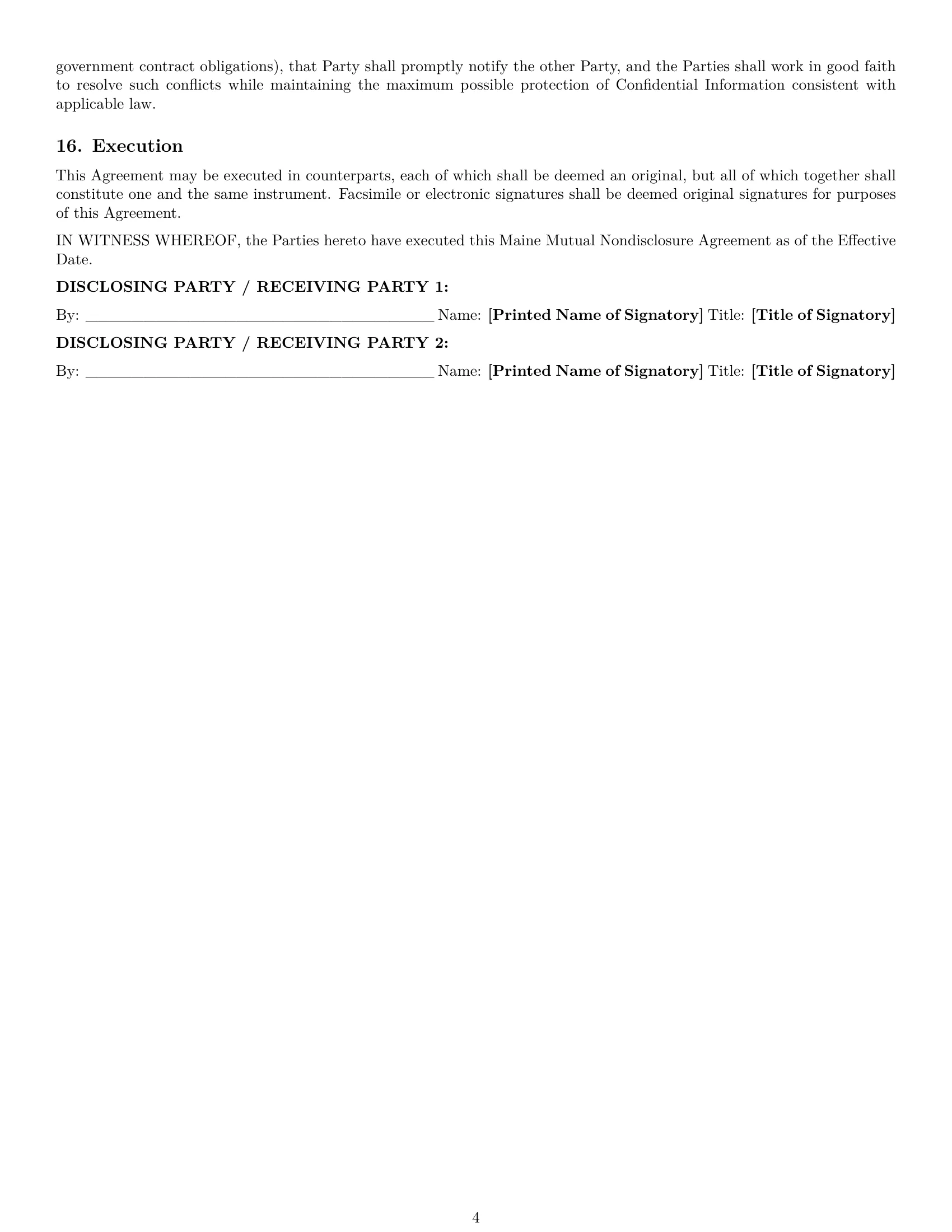 Preview page 4 of Pro Maine mutual nda template