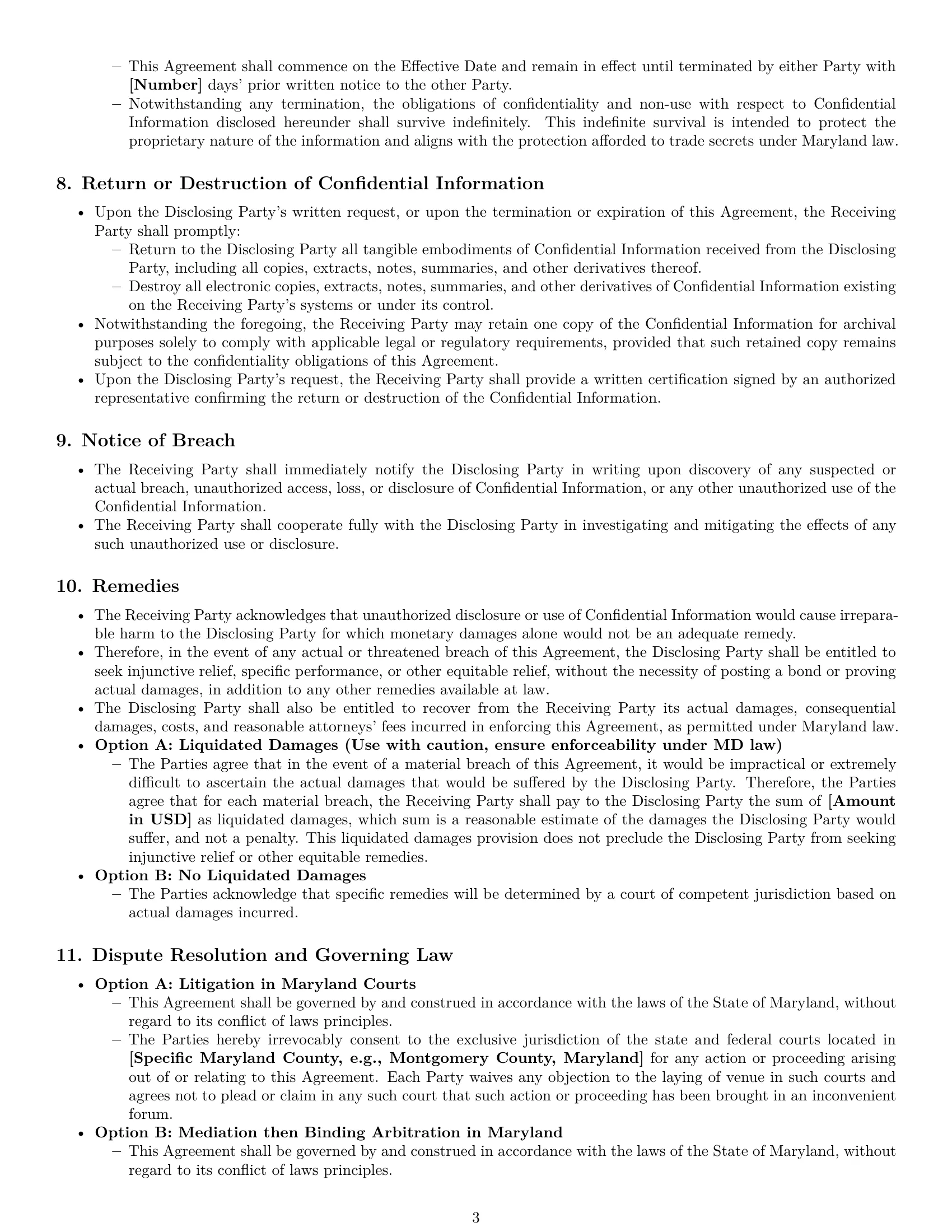 Preview page 3 of Pro Maryland mutual nda template