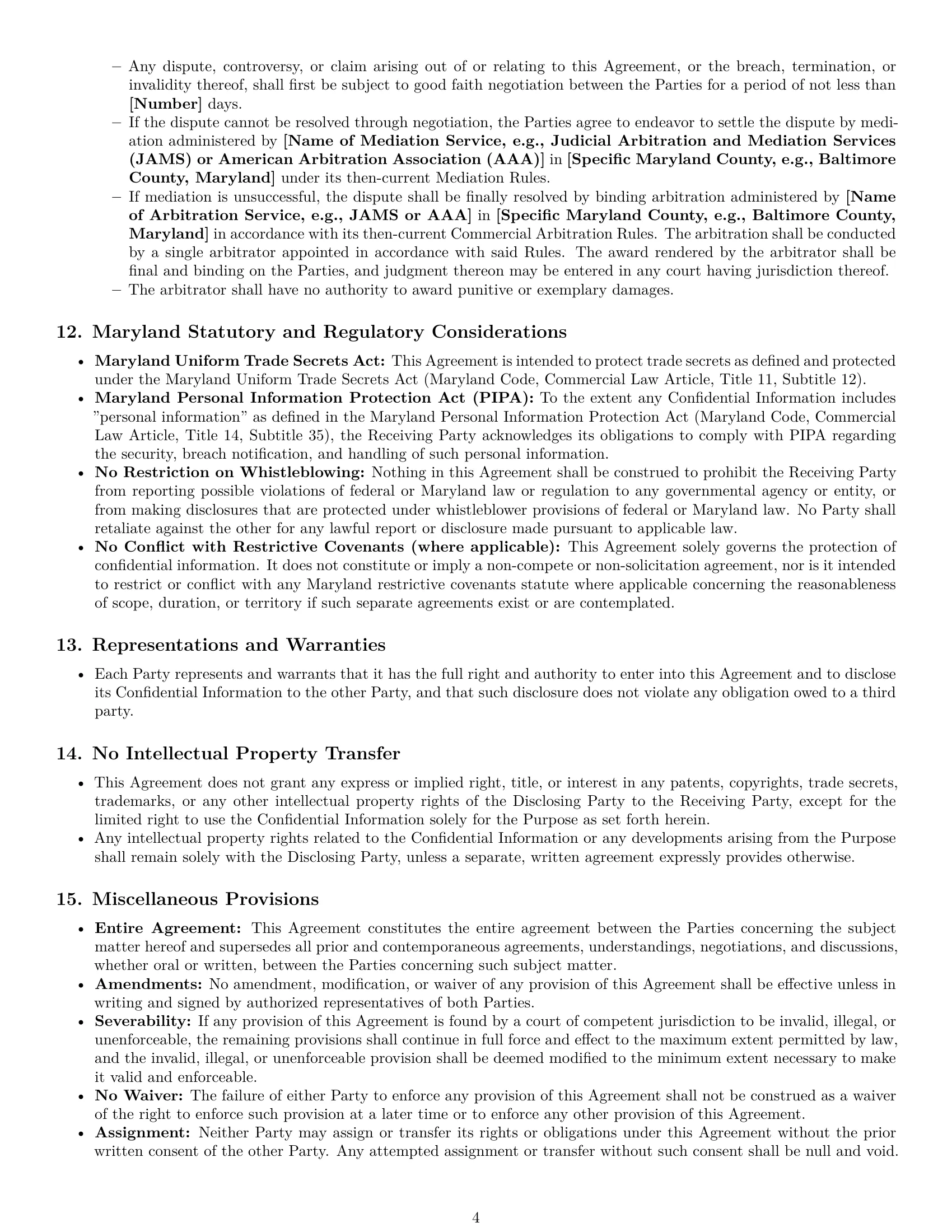 Preview page 4 of Pro Maryland mutual nda template