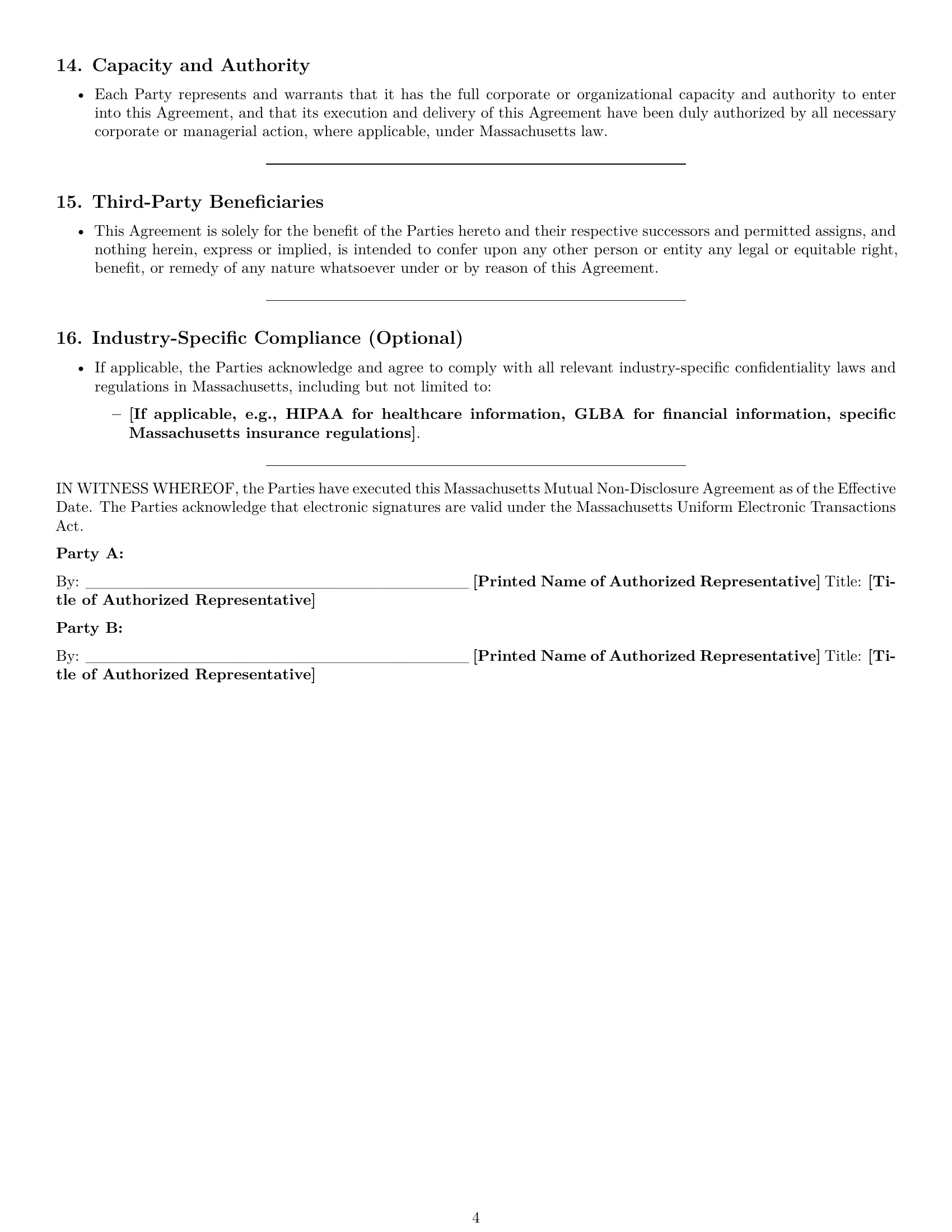 Preview page 4 of Pro Massachusetts mutual nda template