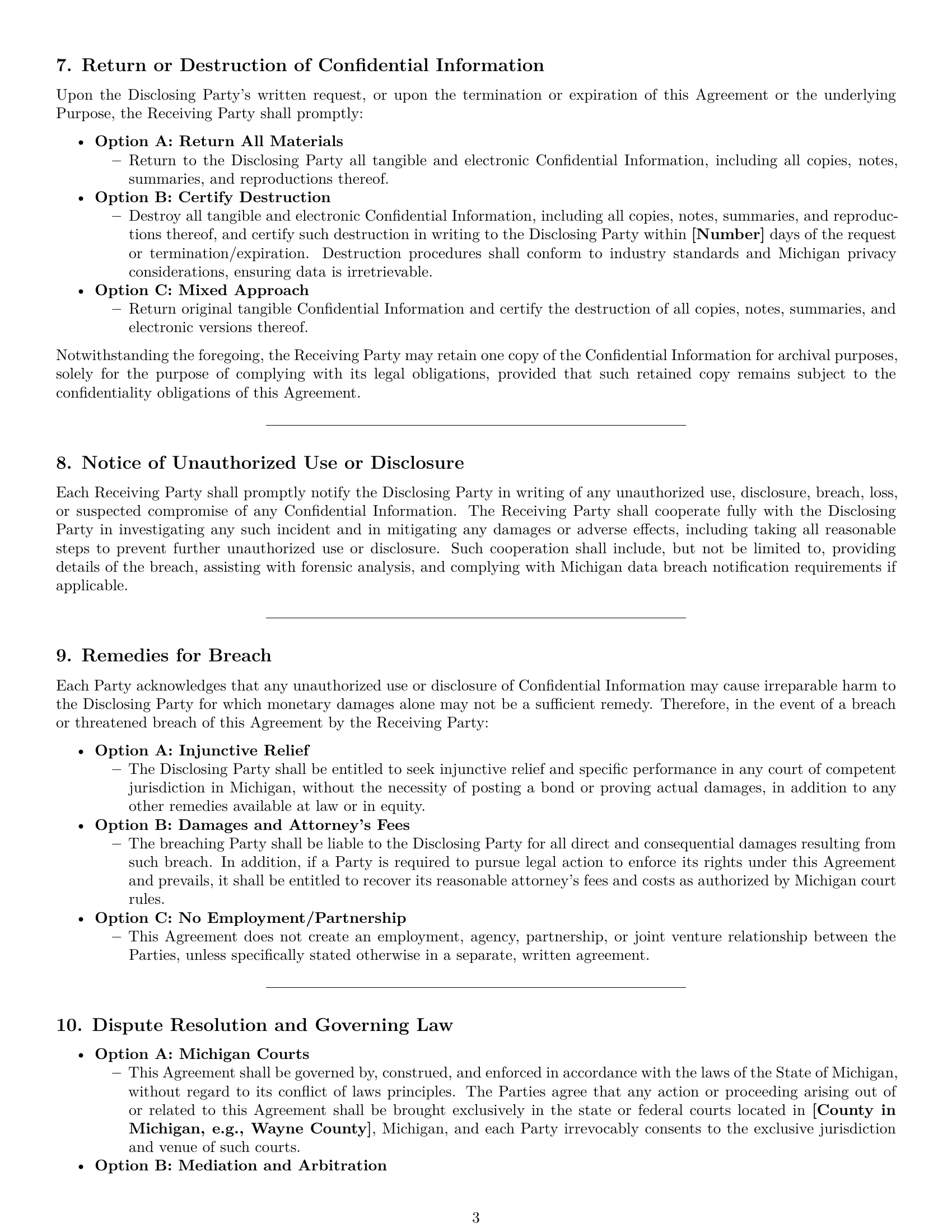 Preview page 3 of Pro Michigan mutual nda template